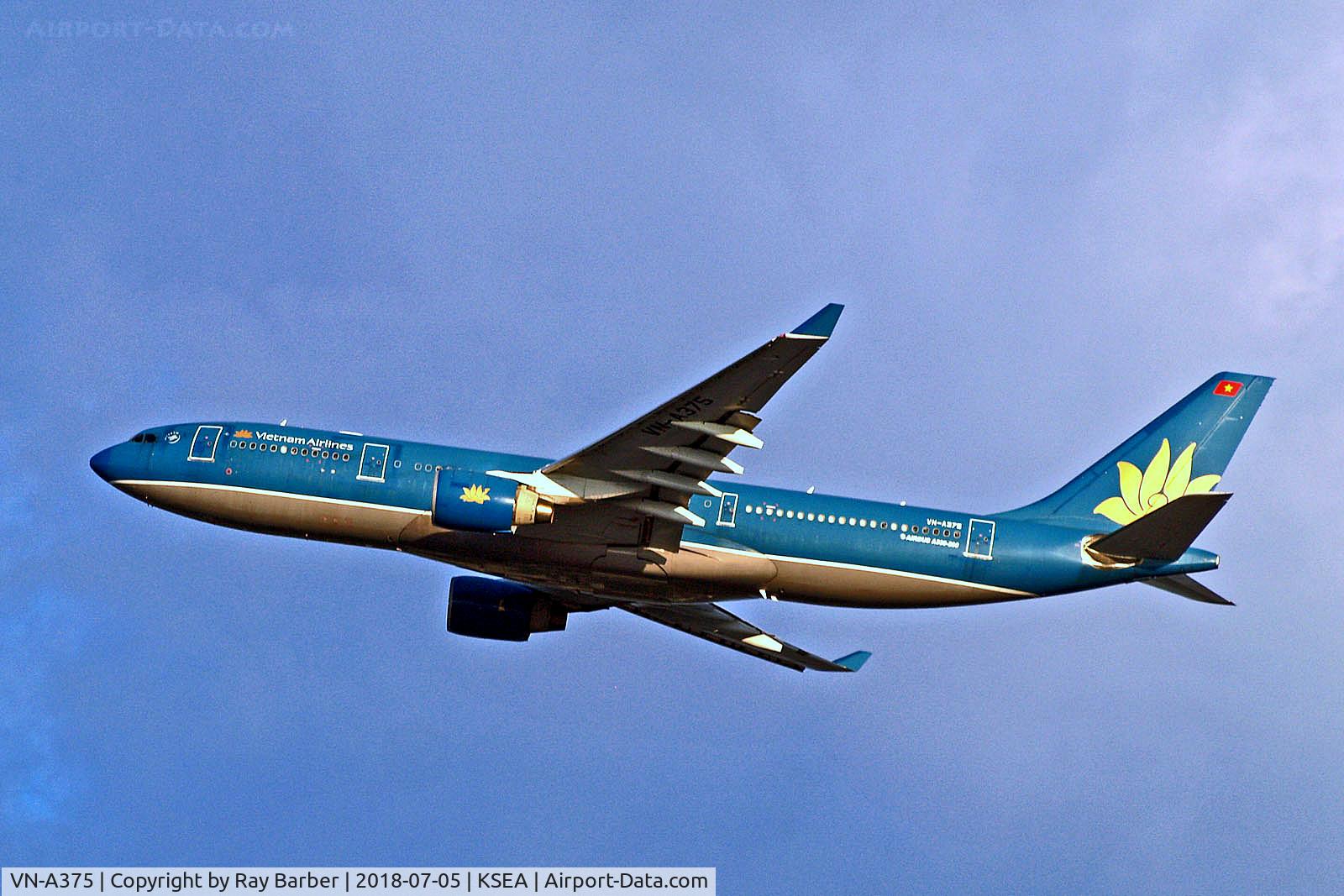 VN-A375, 2001 Airbus A330-223 C/N 366, VN-A375   Airbus A330-223 [366] (Vietnam Airlines) Seattle-Tacoma Int'l~N 05/07/2018. Seen here on its final flight to Goodyear AZ~N for storage and later scrapping. Broken up after 01-2019 . A lucky capture.
