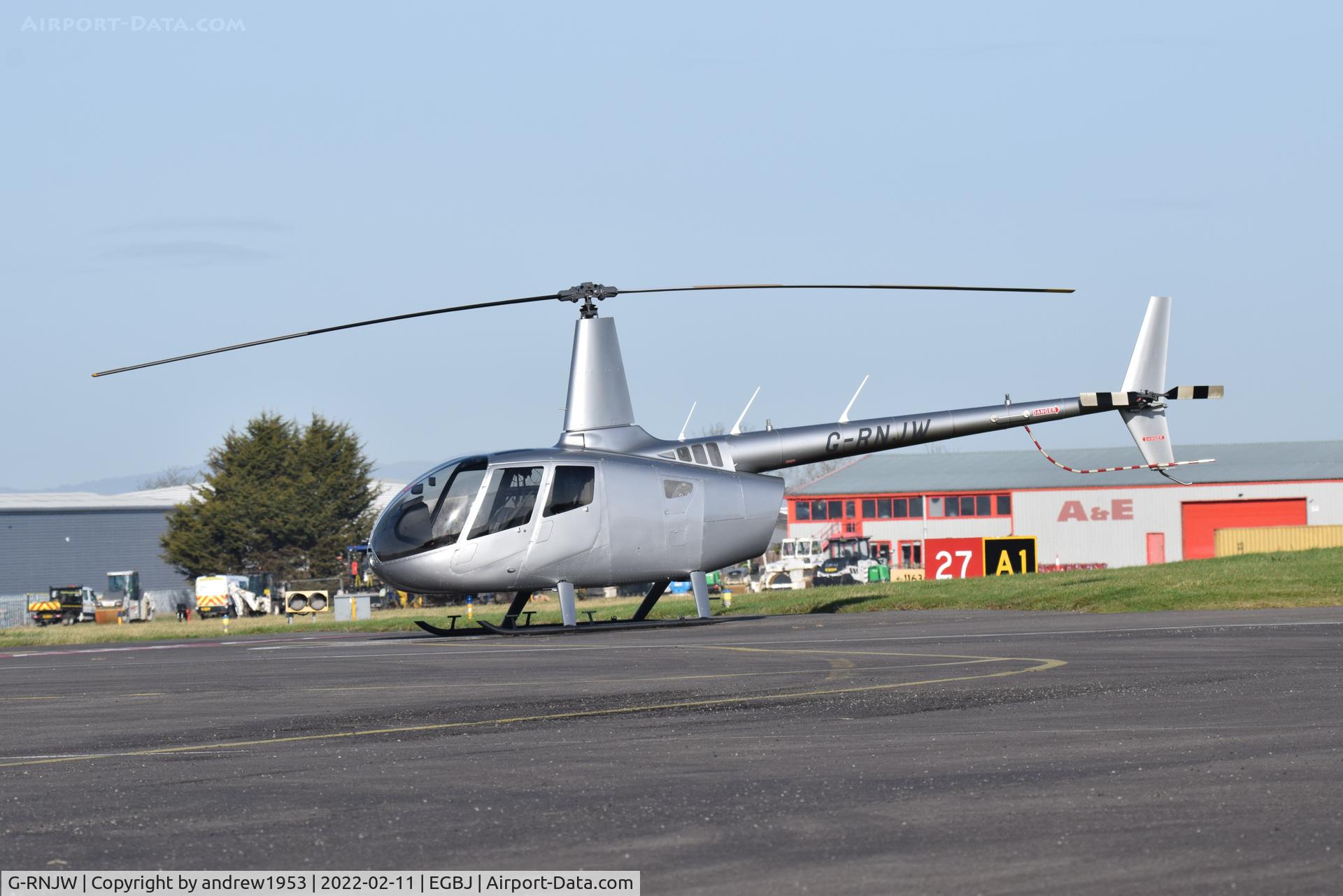 G-RNJW, 2021 Robinson R66 Turbine C/N 1001, G-RNJW at Gloucestershire Airport.