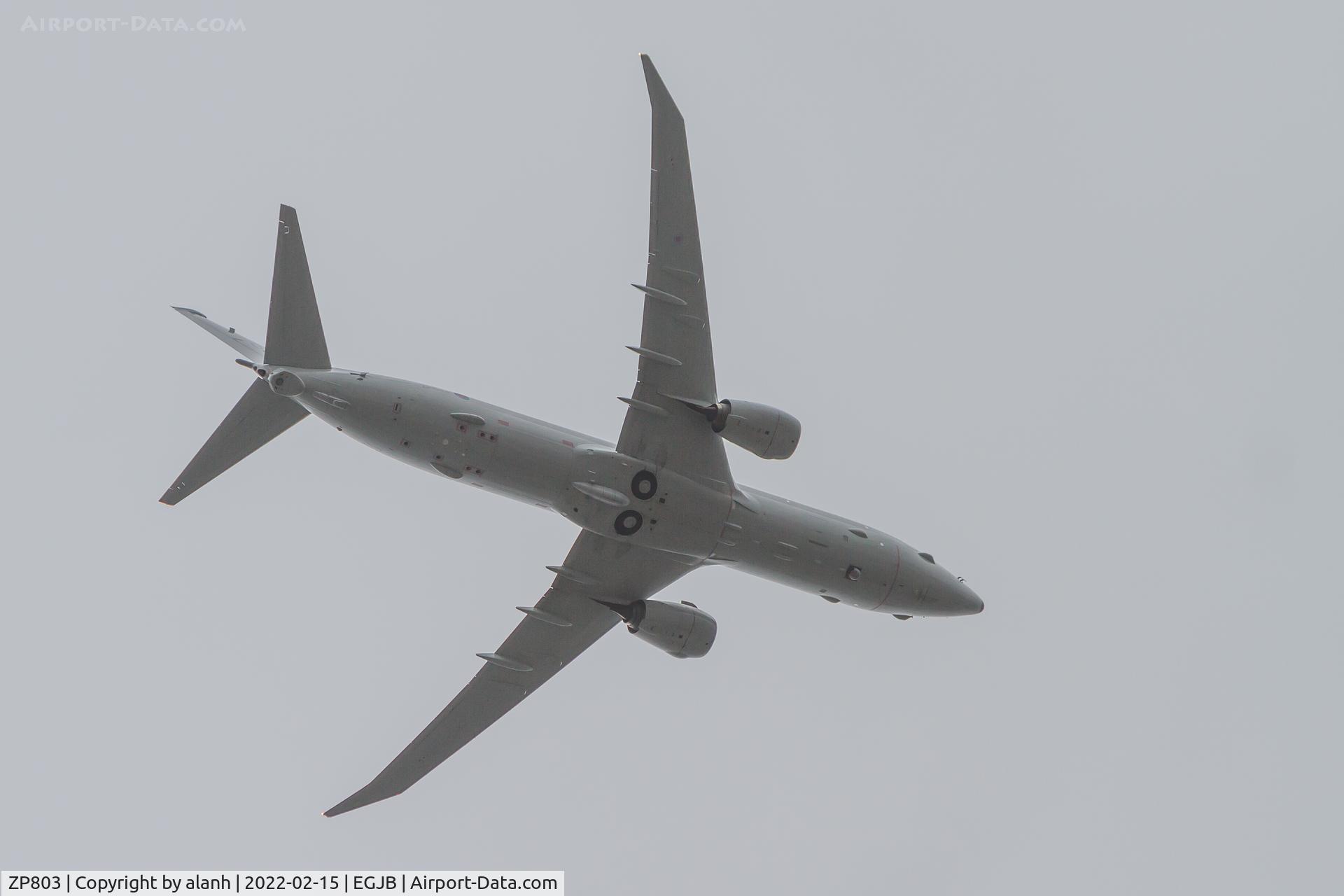 ZP803, 2020 Boeing P-8A Poseidon MRA.1 C/N RAF3, Flypast over the inauguration parade of Guernsey's new Lt Governor by 201 Squadron RAF (Guernsey's Own), 15 Feb 2022 (camera date incorrectly set)