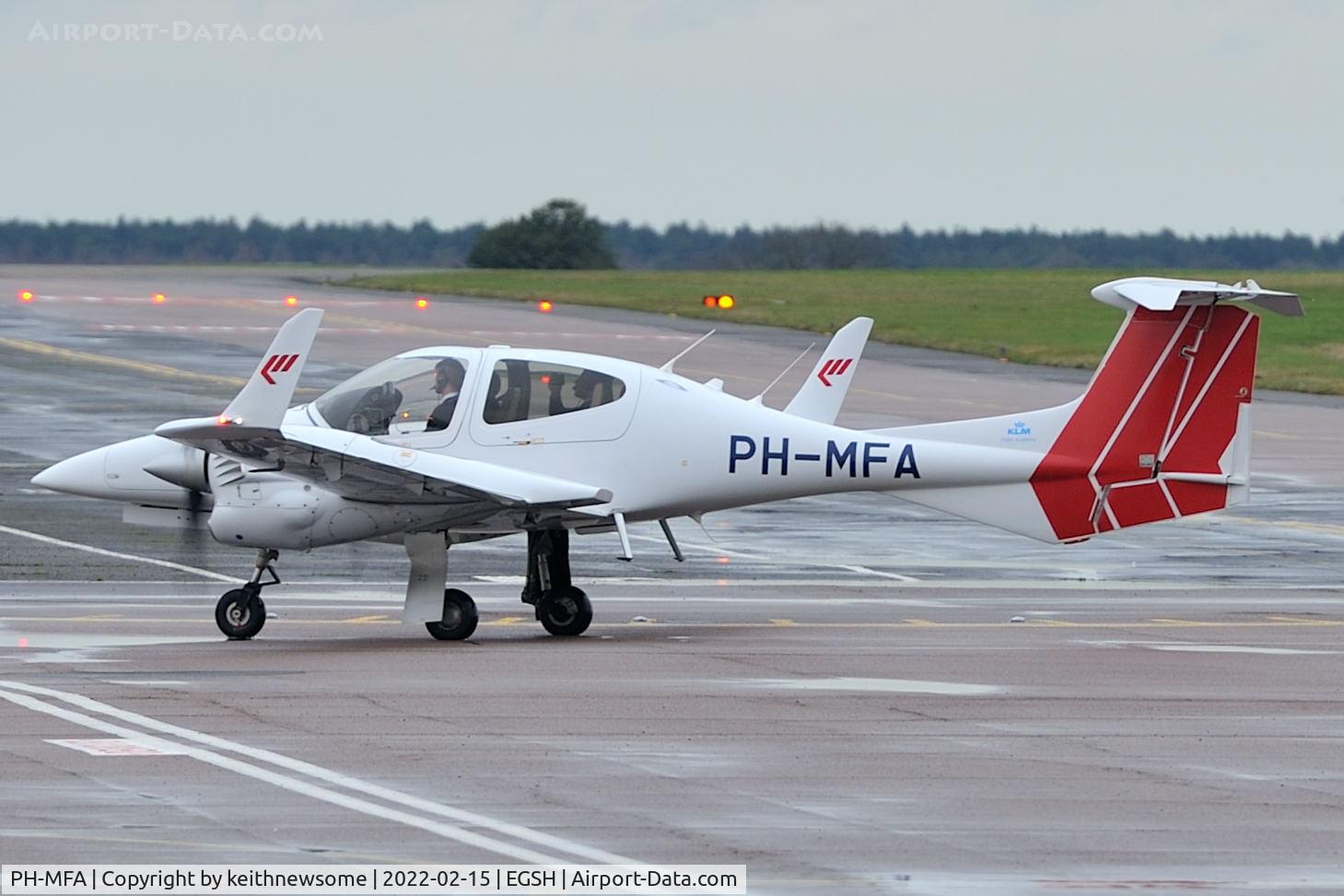 PH-MFA, Diamond DA-42NG Twin Star C/N 42.N009, Arriving at Norwich from Amsterdam.