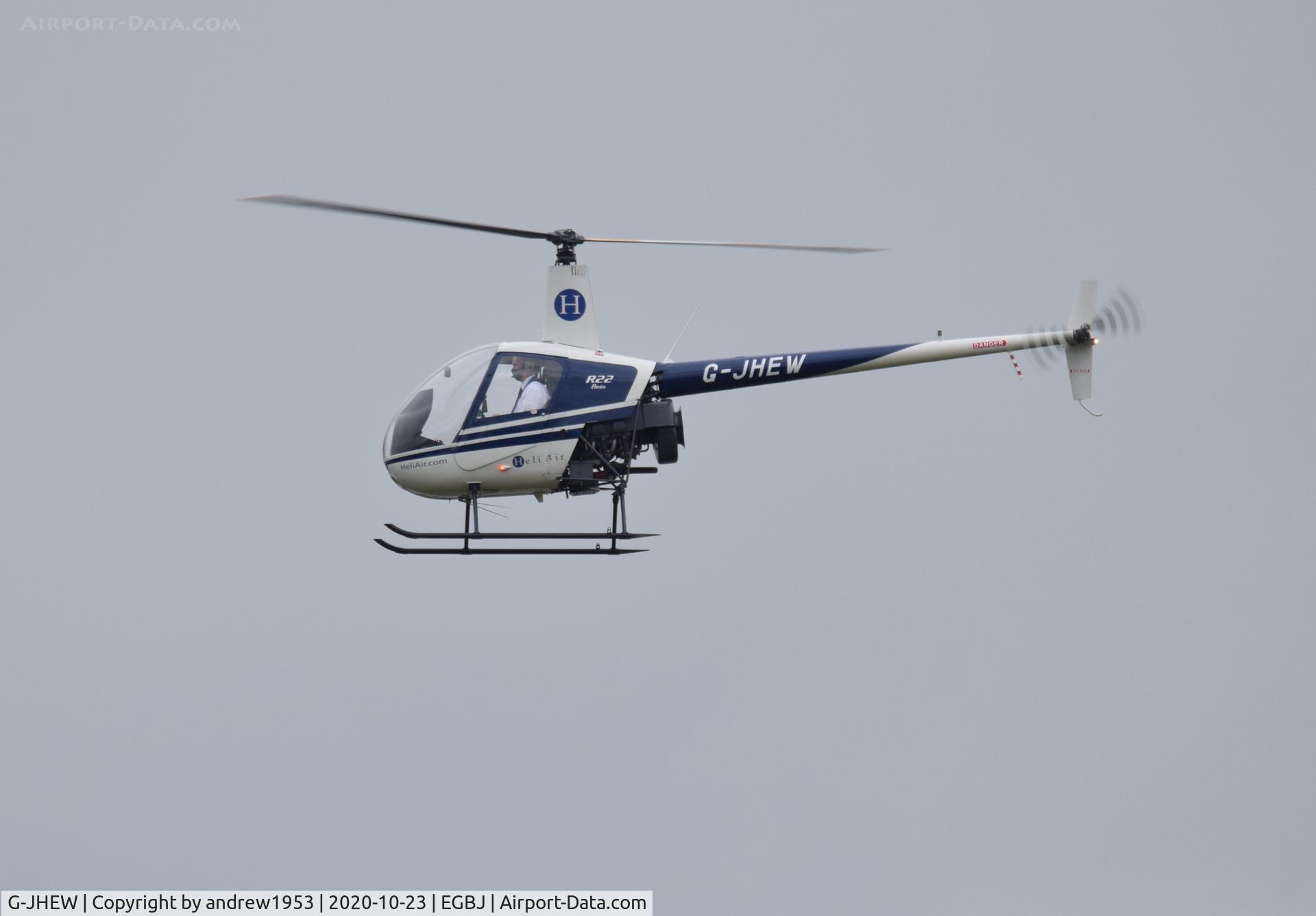 G-JHEW, 1987 Robinson R22 Beta C/N 0672, G-JHEW at Gloucestershire Airport.