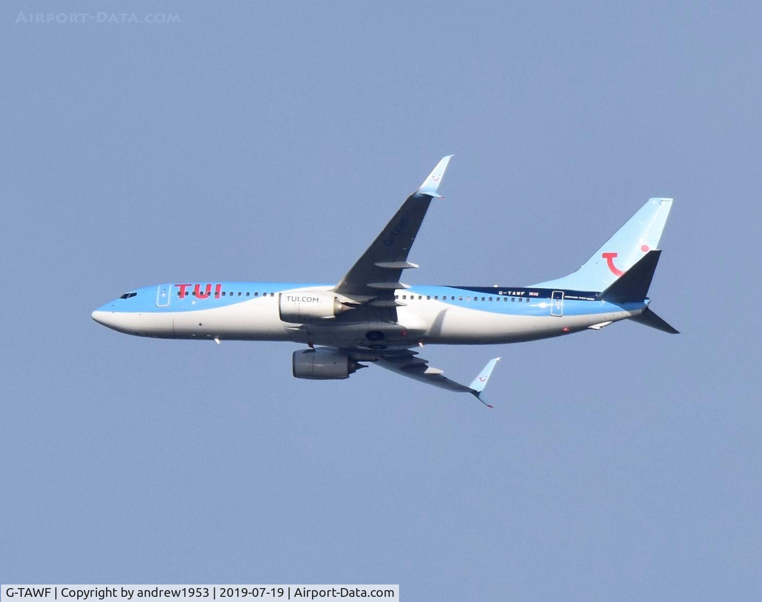 G-TAWF, 2012 Boeing 737-8K5 C/N 37244, G-TAWF over the Bristol Channel.