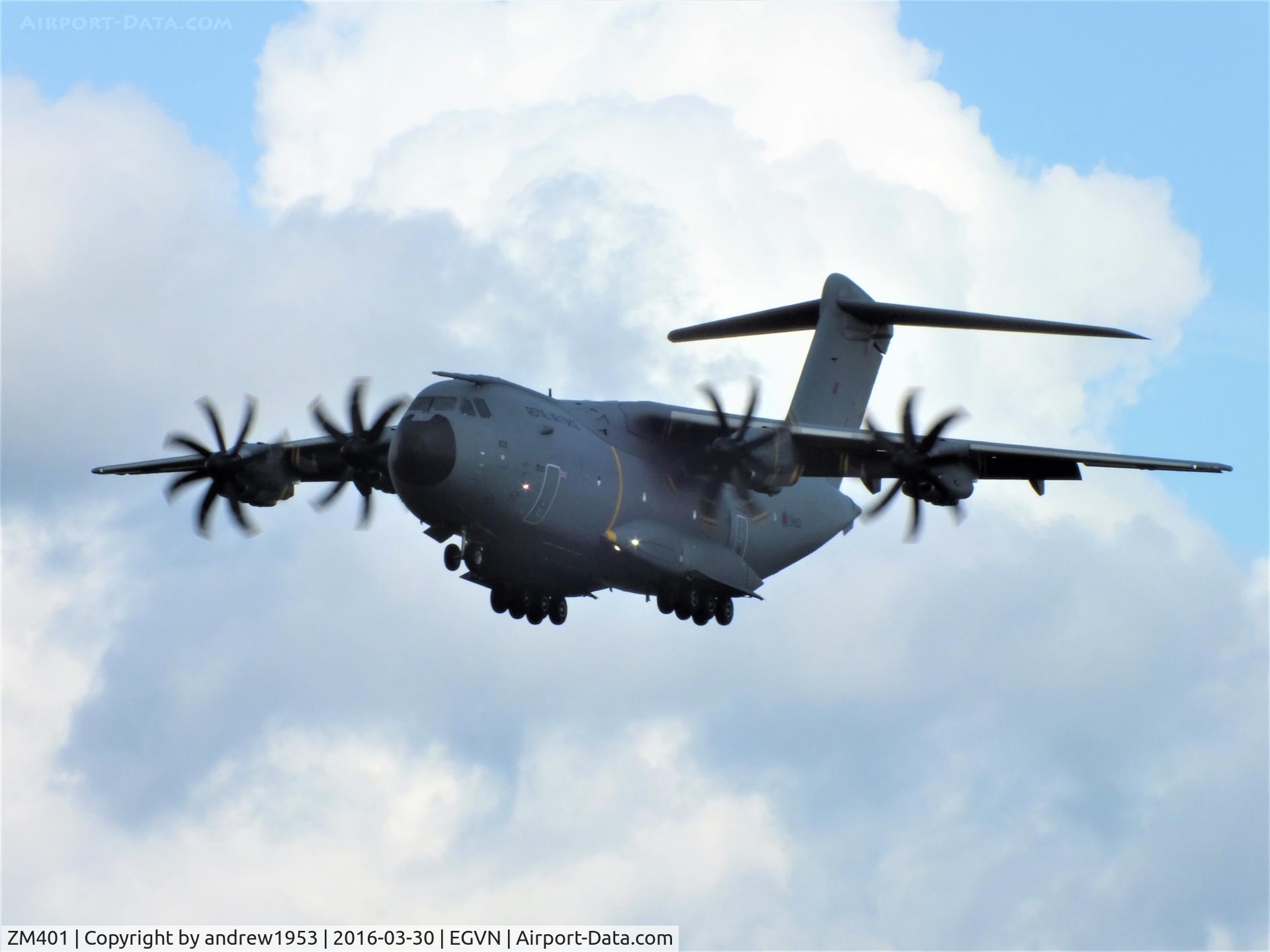 ZM401, 2014 Airbus A400M-180 Atlas C.1 C/N 016, ZM401 landing at RAF Brize Norton.