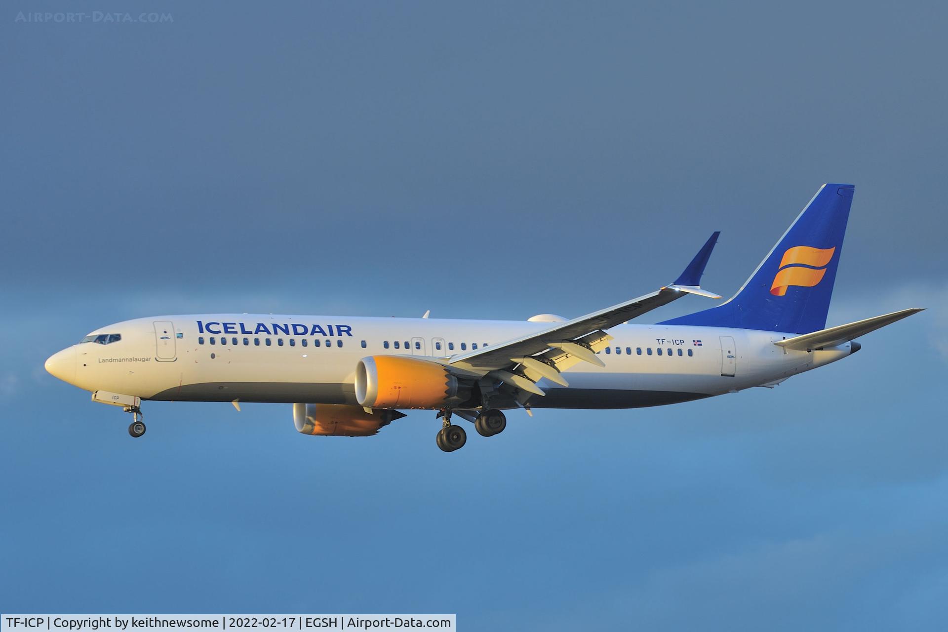 TF-ICP, 2019 Boeing 737-8 MAX C/N 44360, Arriving at Norwich from Keflavik for paintwork.