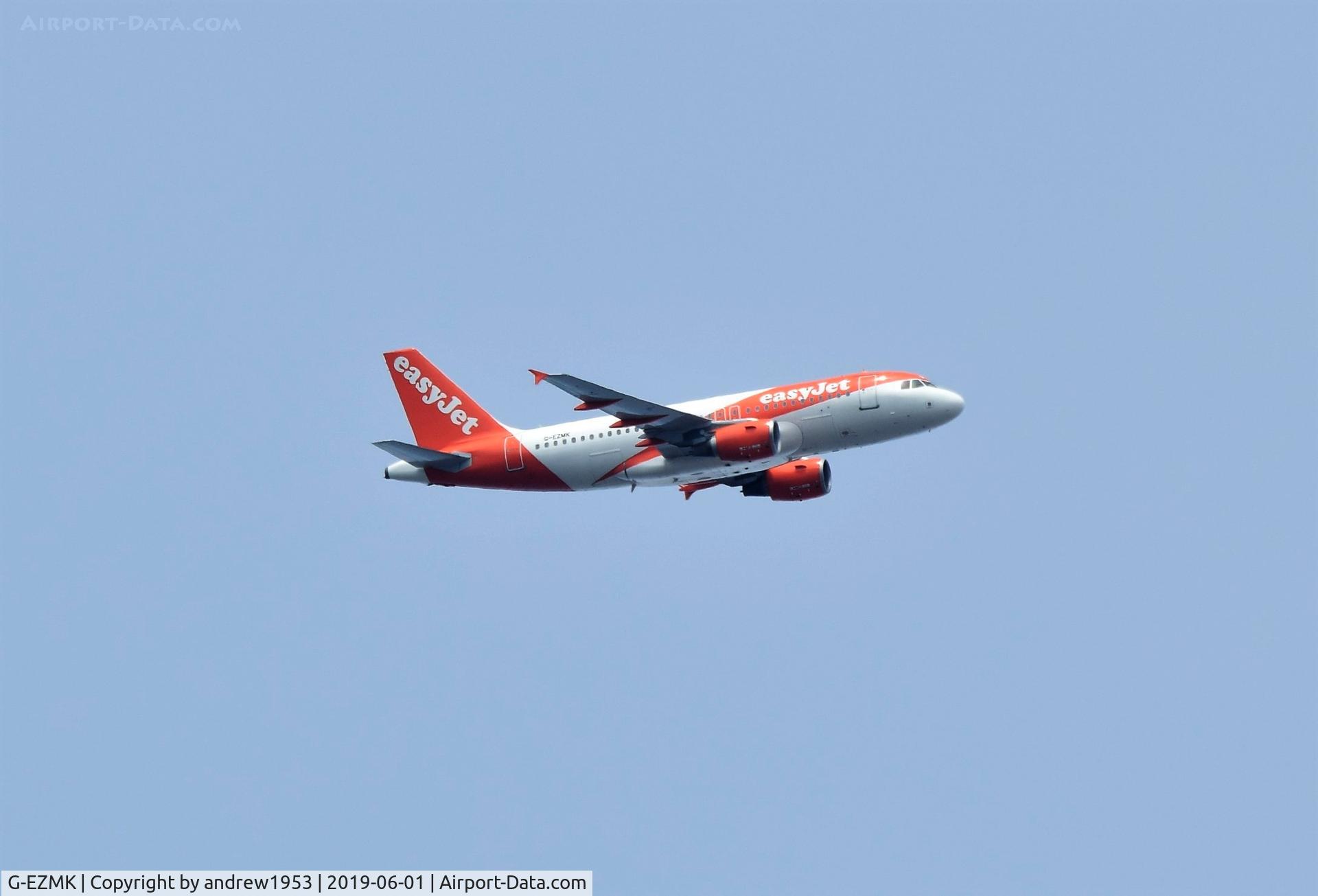 G-EZMK, 2004 Airbus A319-111 C/N 2370, G-EZMK over the Bristol Channel.