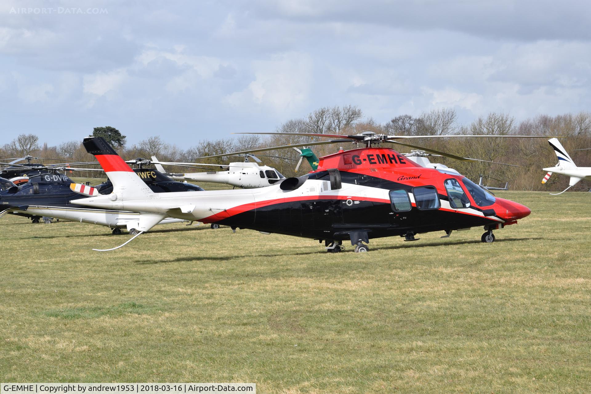 G-EMHE, 2011 Agusta A-109S Grand C/N 22182, G-EMHE at Cheltenham Racecourse.