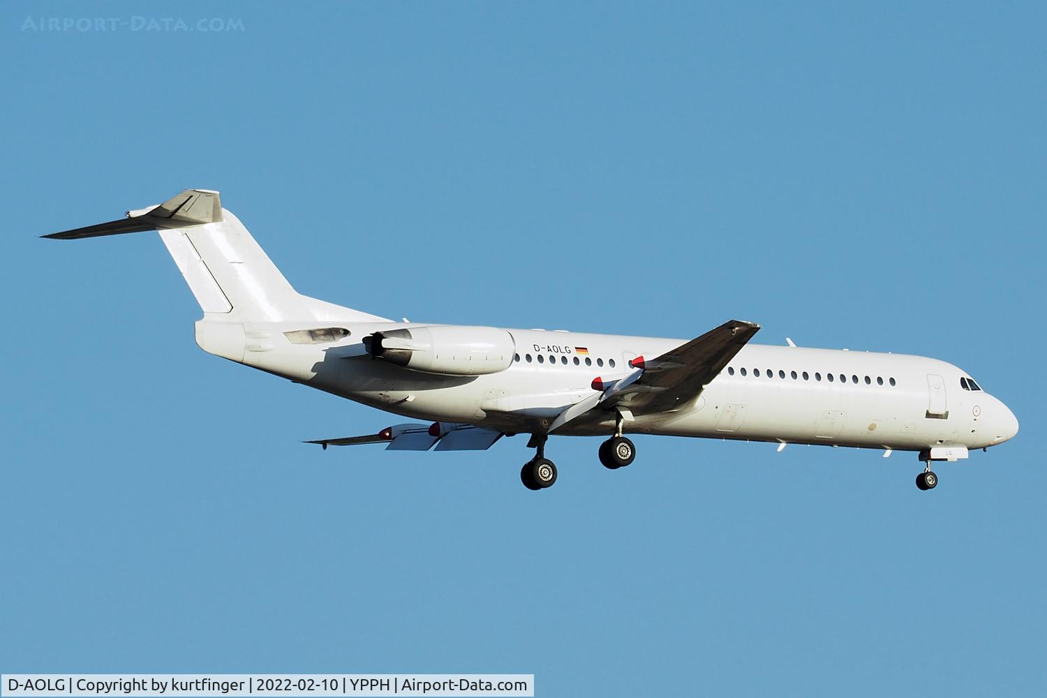 D-AOLG, 1993 Fokker 100 (F-28-0100) C/N 11452, Fokker F100 cn 11452. QantasLink_Network spares rwy 21 YPPH 10 February 2022
