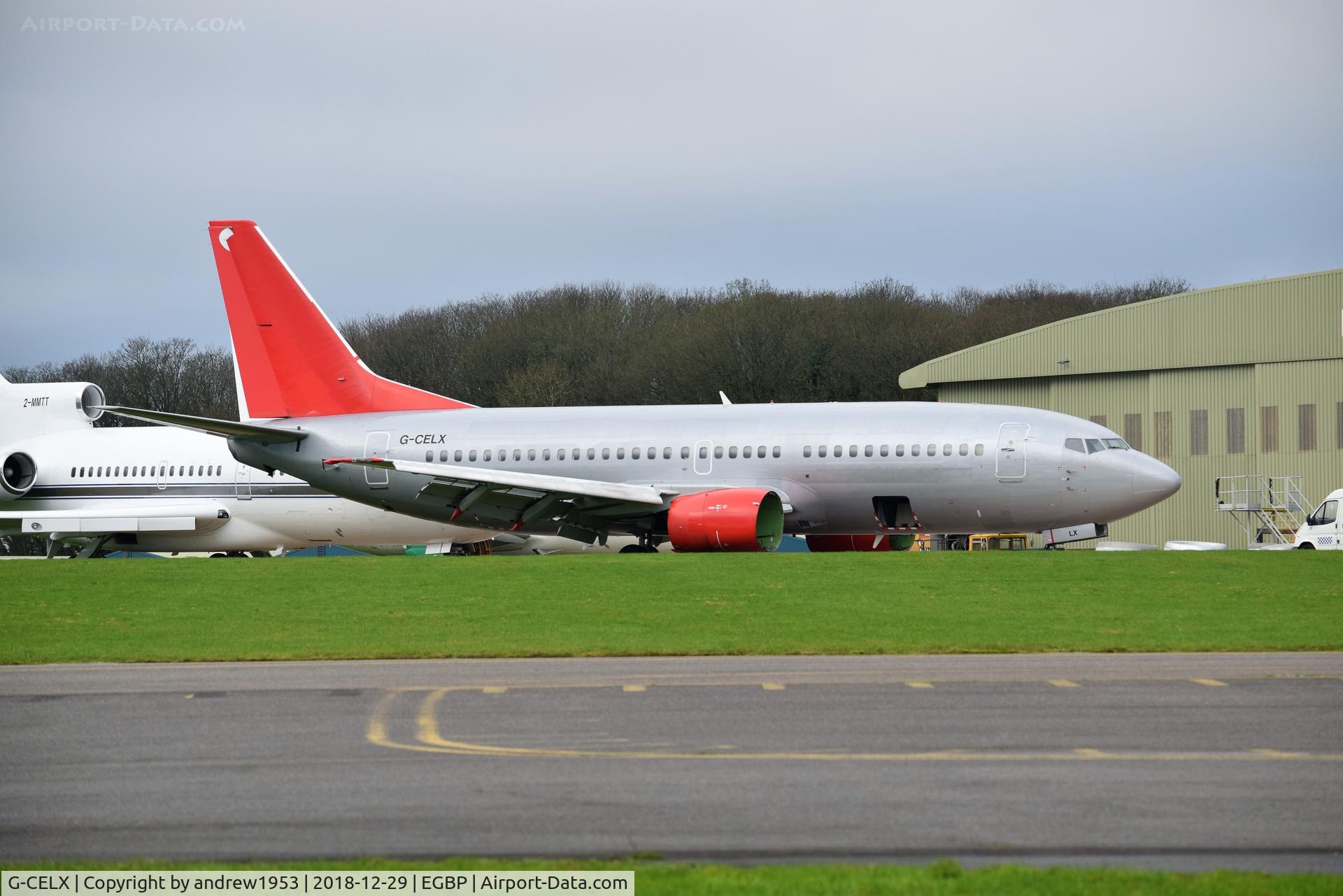 G-CELX, 1986 Boeing 737-377(QC) C/N 23654, G-CELX at Cotswold Airport.