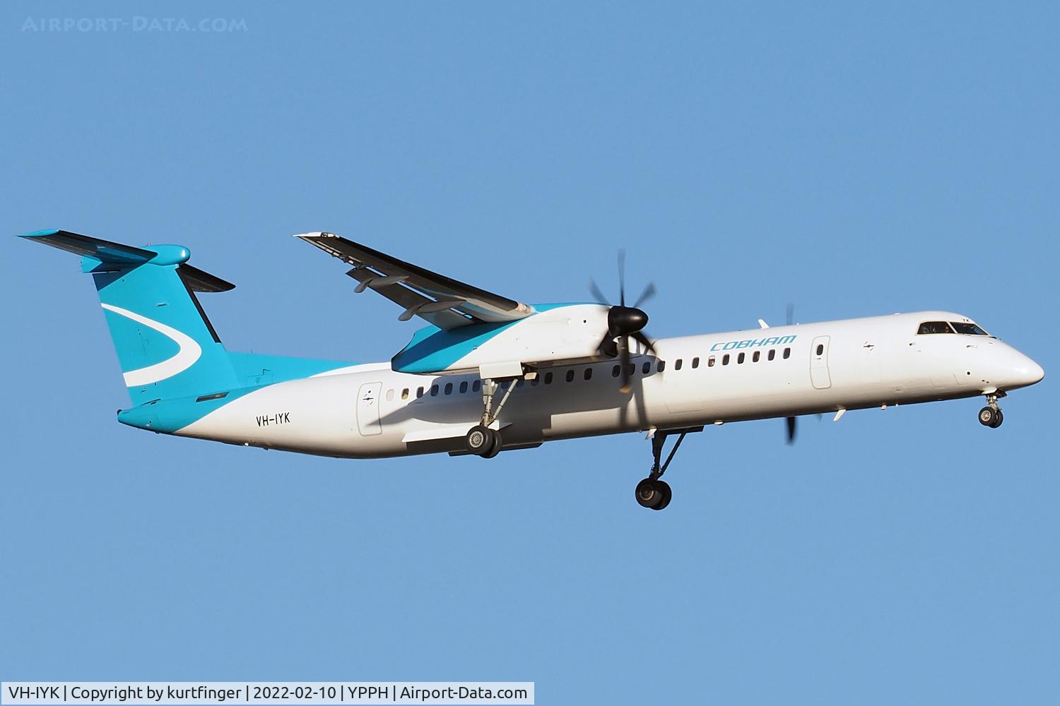 VH-IYK, 2016 Bombardier DHC-8-400 Dash 8 C/N 4538, Bombardier DHC-8-400 cn 4538. Cobham Aviation VH-IYK rwy 21 YPPH 10 February 2022