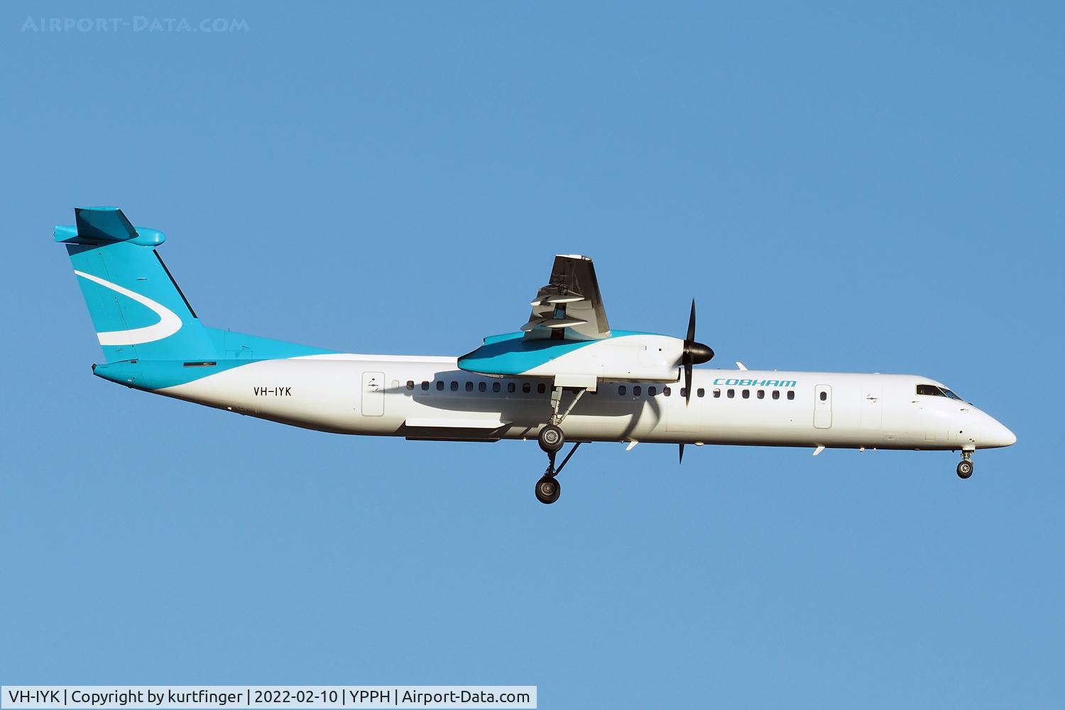 VH-IYK, 2016 Bombardier DHC-8-400 Dash 8 C/N 4538, Bombardier DHC-8-400 cn 4538. Cobham Aviation VH-IYK rwy 21 YPPH 10 February 2022