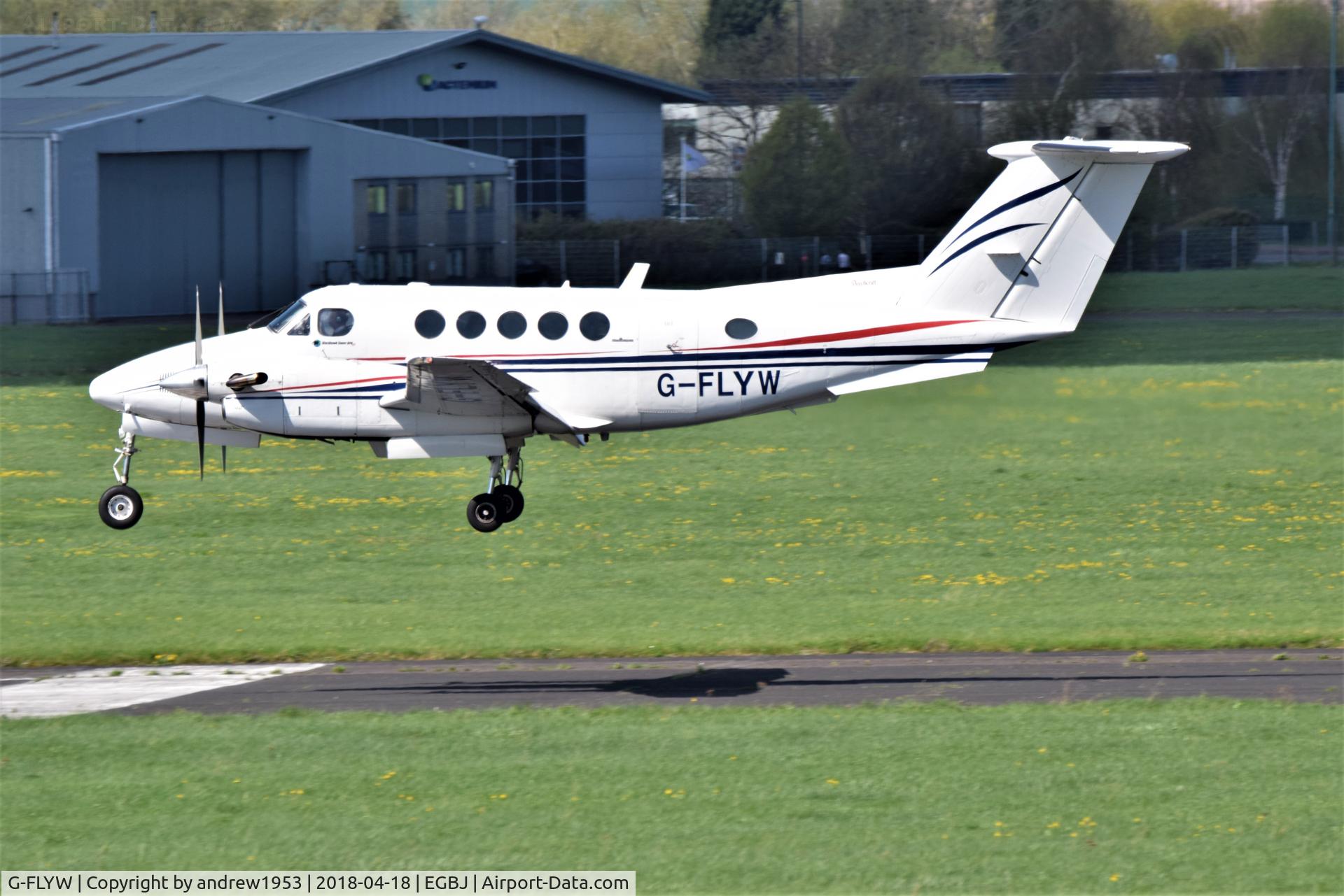 G-FLYW, 1977 Beech 200 Super King Air C/N BB-209, G-FLYW at Gloucestershire Airport.