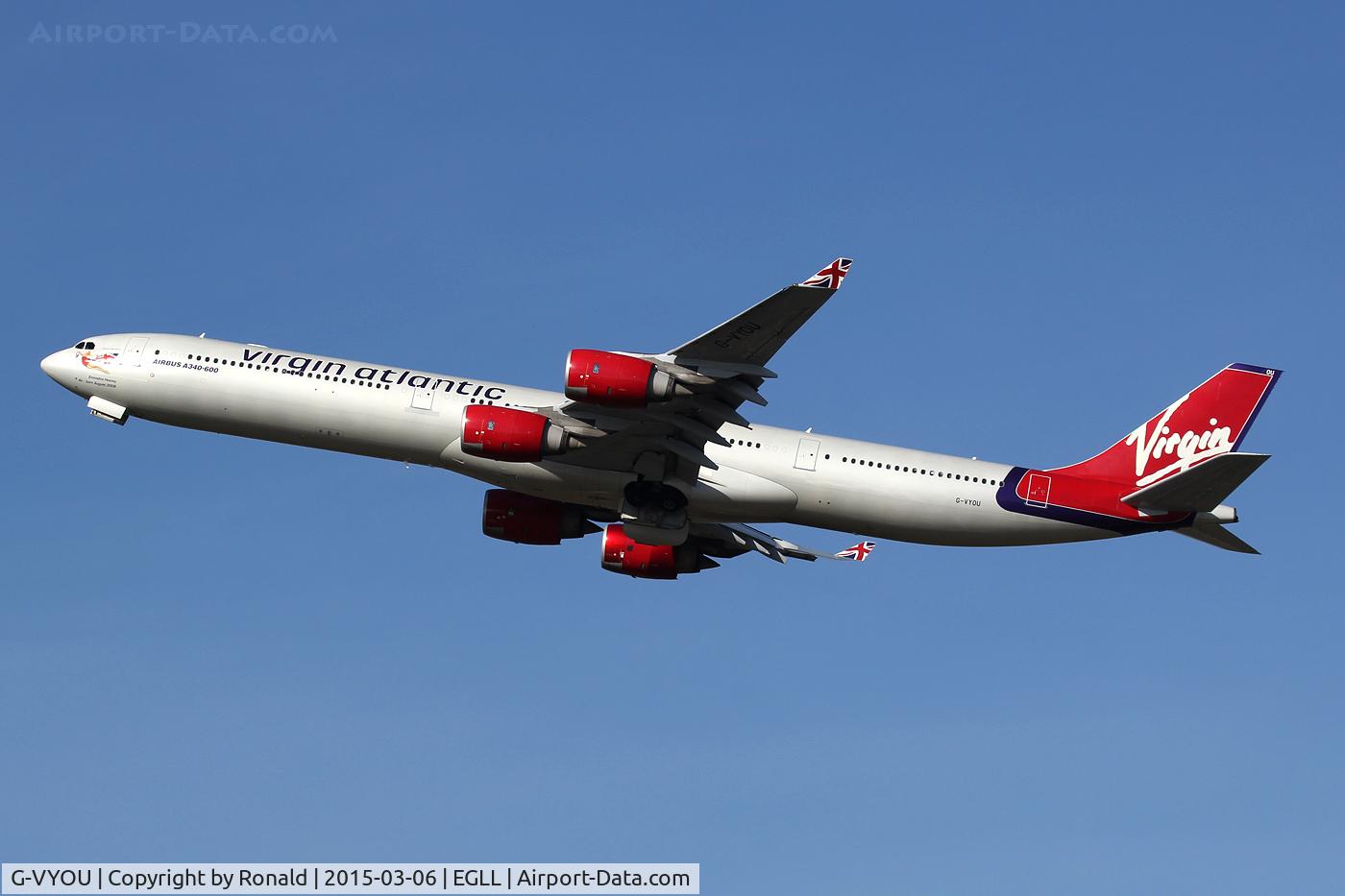 G-VYOU, 2006 Airbus A340-642 C/N 765, at lhr