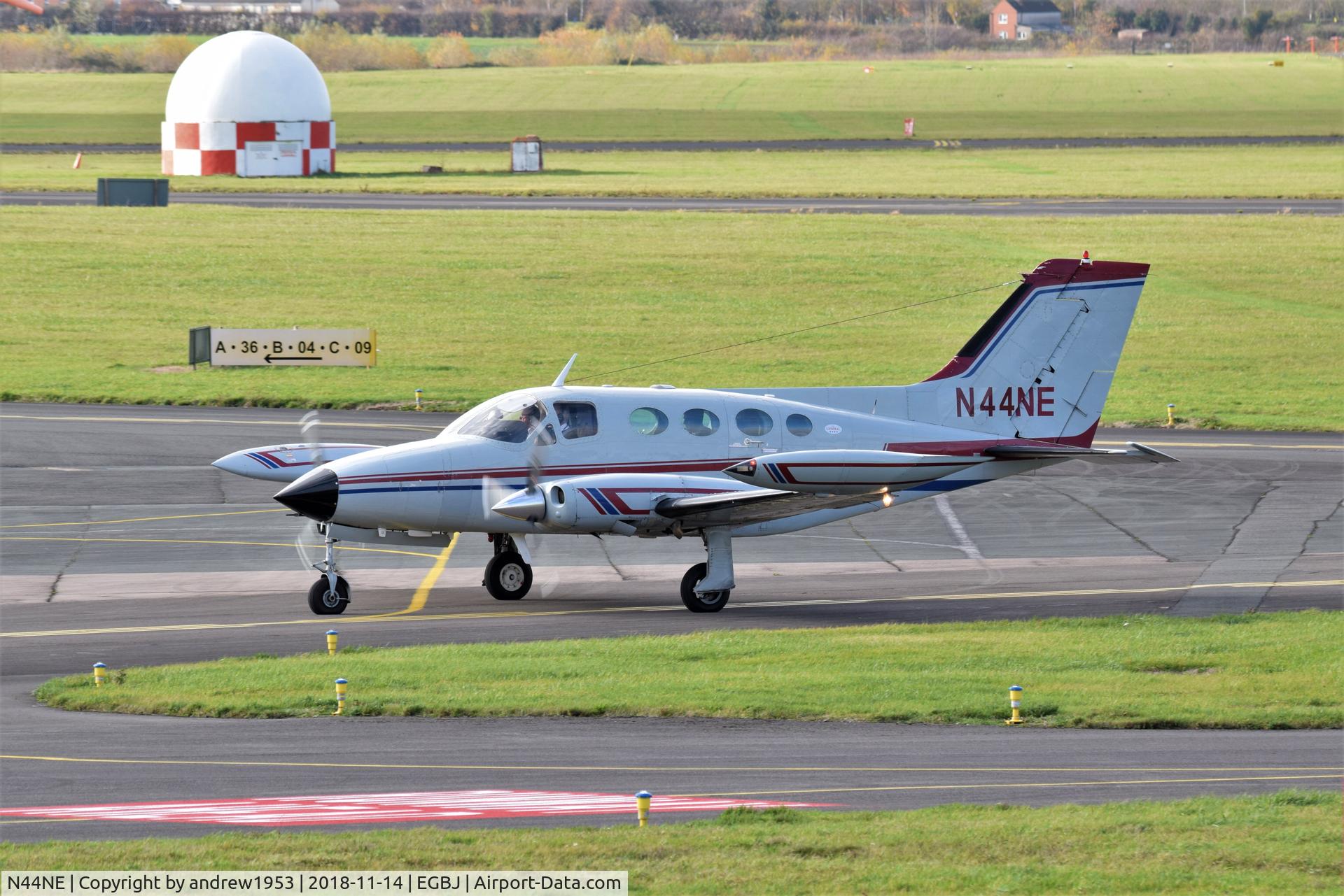 N44NE, 1970 Cessna 414 Chancellor Chancellor C/N 414-0070, N44NE at Gloucestershire Airport.