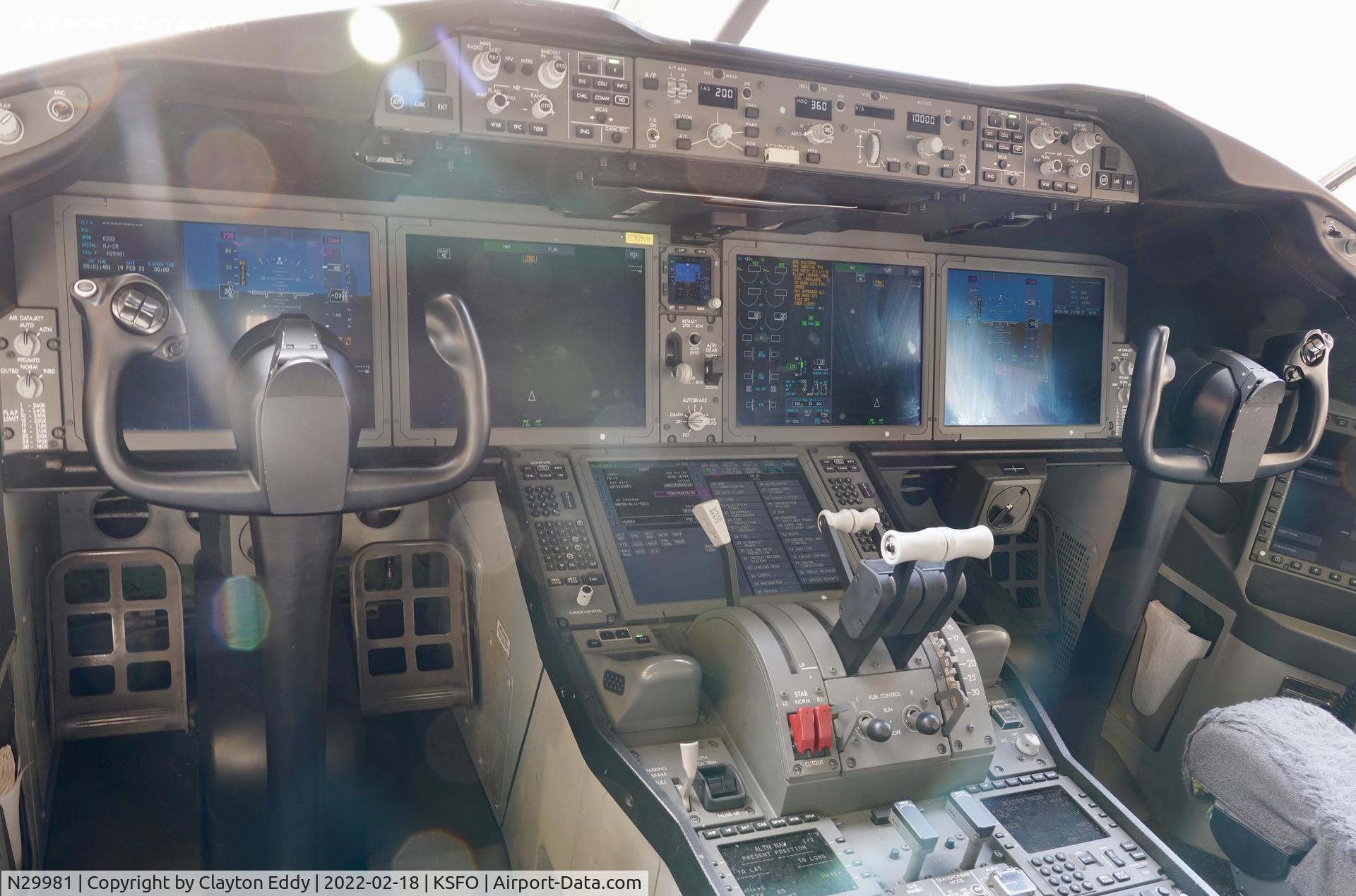 N29981, 2020 Boeing 787-9 Dreamliner Dreamliner C/N 66142, Flightdeck SFO 2022.