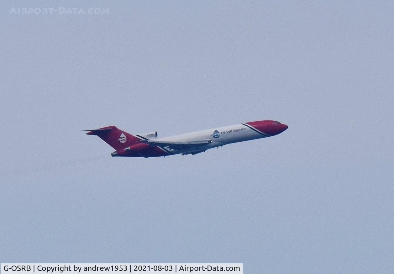 G-OSRB, 1983 Boeing 727-2S2F C/N 22929, G-OSRB over the Bristol Channel.