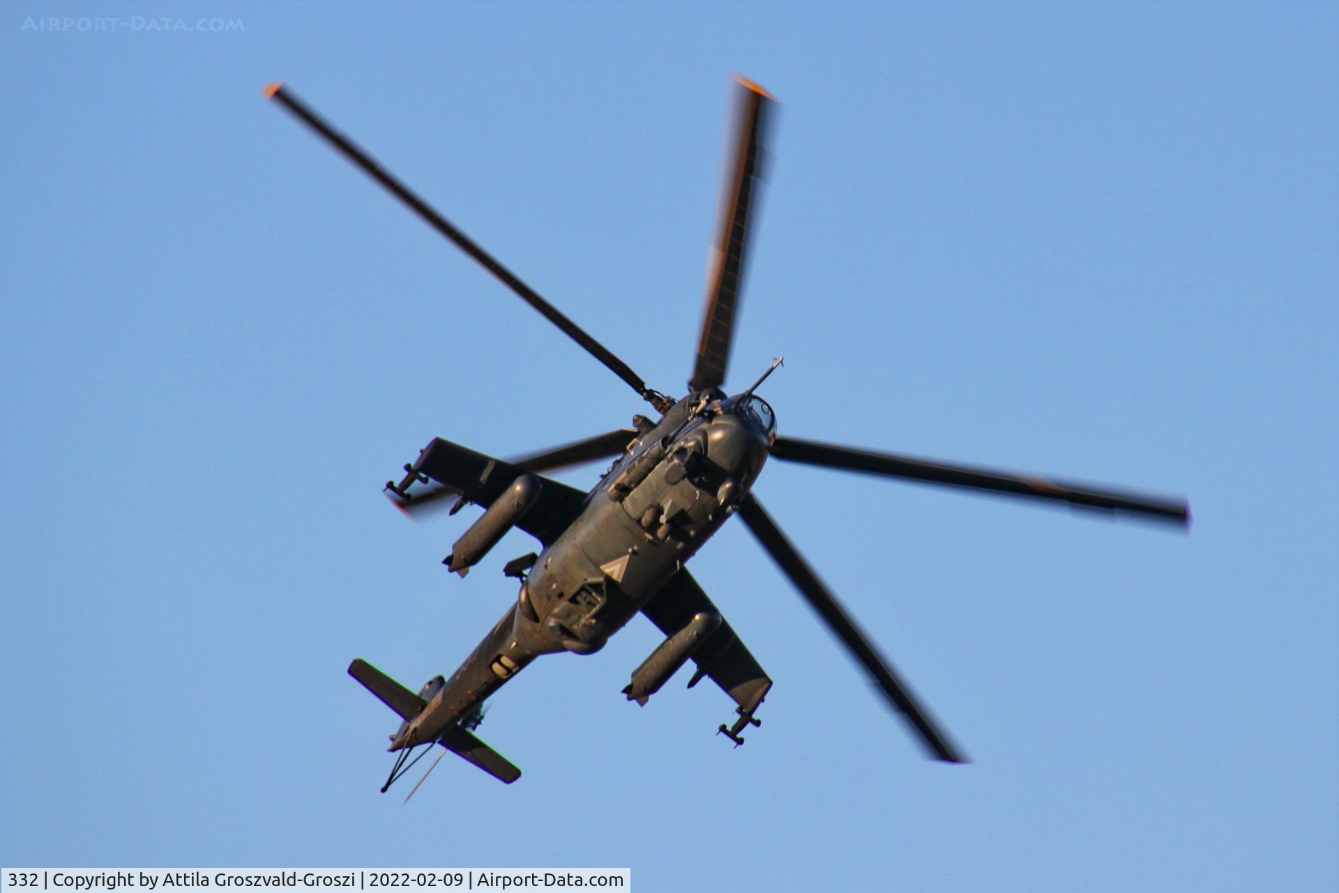 332, 1989 Mil Mi-24P C/N 340332, Veszprém, Jutas-újmajor, Training base of the Hungarian Air Force.