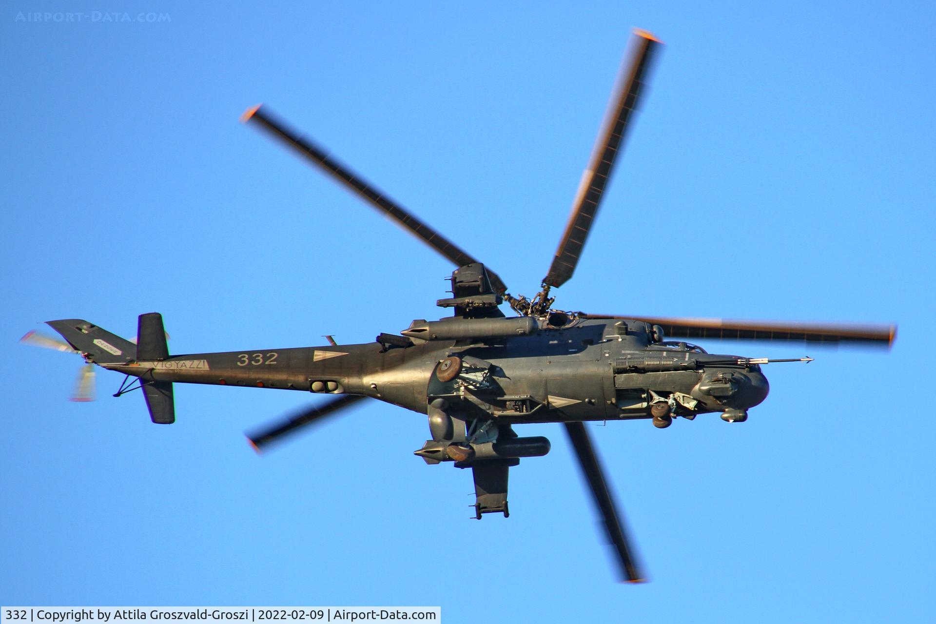 332, 1989 Mil Mi-24P C/N 340332, Veszprém, Jutas-újmajor, Training base of the Hungarian Air Force.