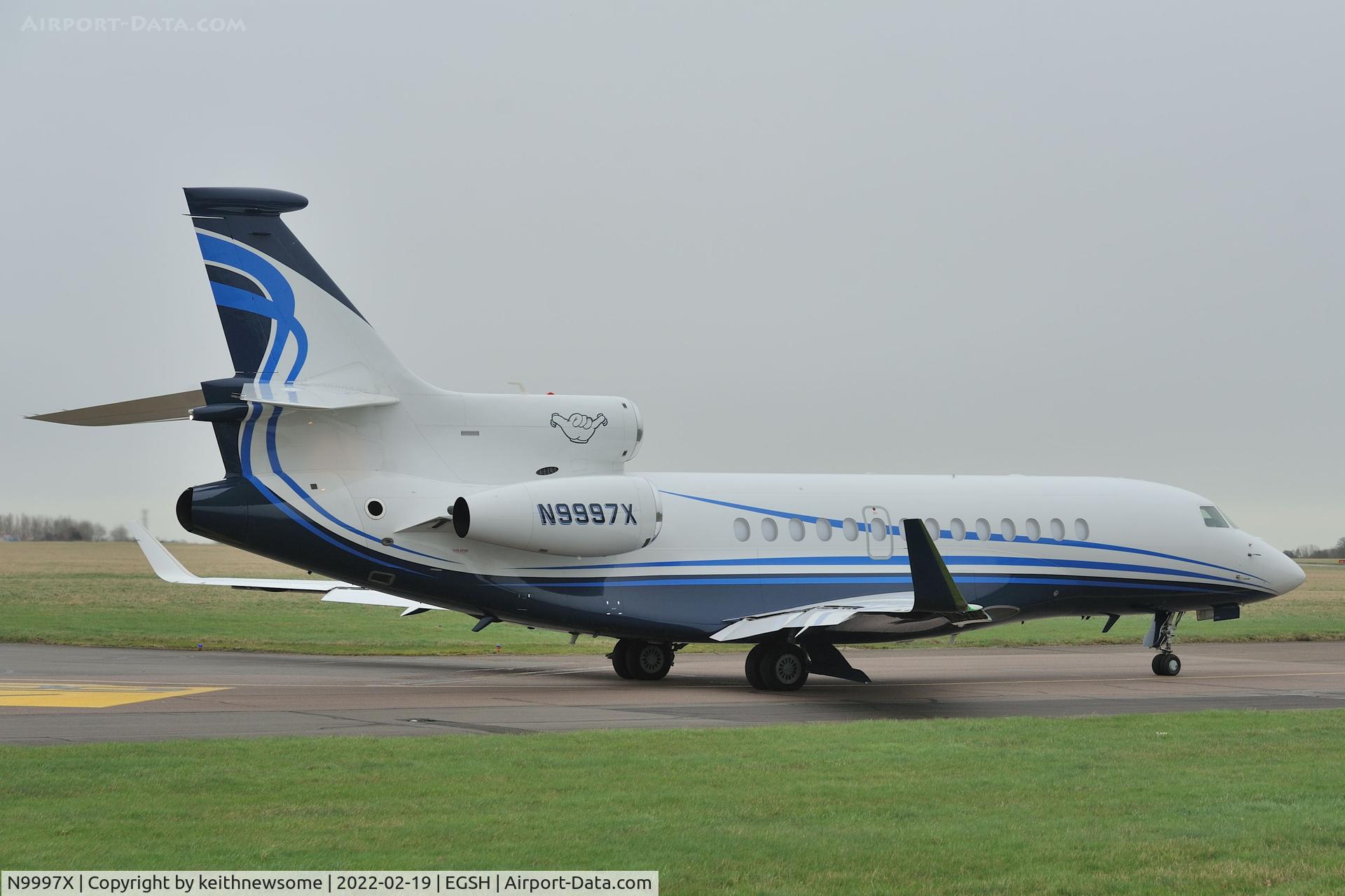 N9997X, 2009 Dassault Falcon 7X C/N 51, Leaving Norwich for Opa Locka, Florida.
