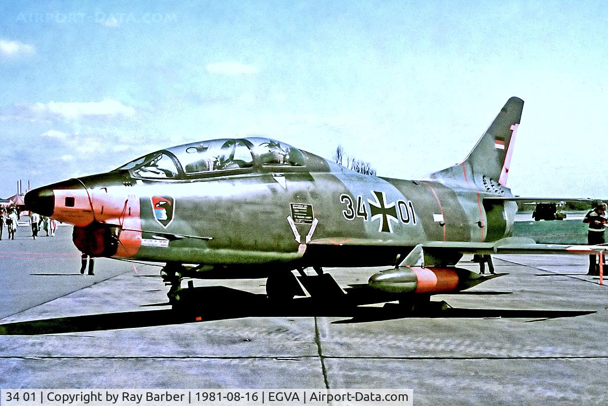 34 01, Fiat G-91T/1 C/N 001, 34+01   Fiat G-91T/3 [0001] (West German Air Force) RAF Fairford~G @ 16/08/1981