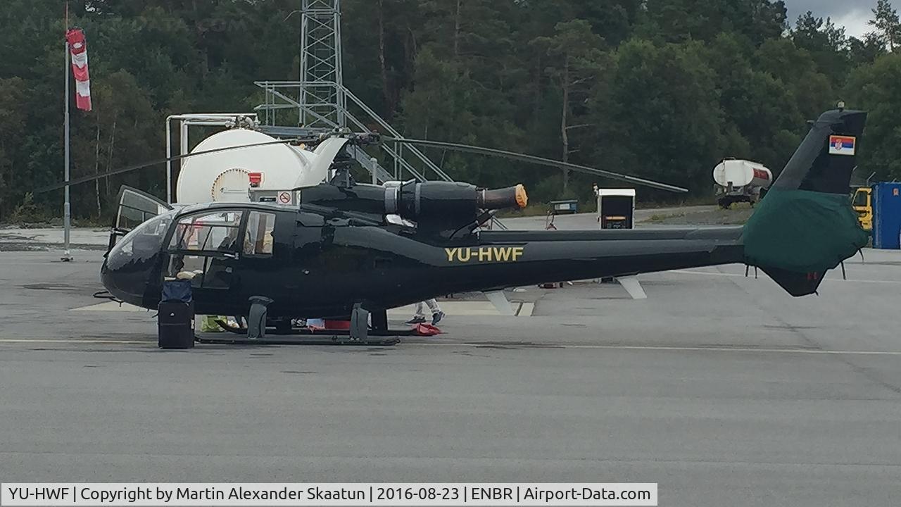 YU-HWF, 1977 Aerospatiale SA-341G Gazelle C/N 1407, Parked by the fuel pump.