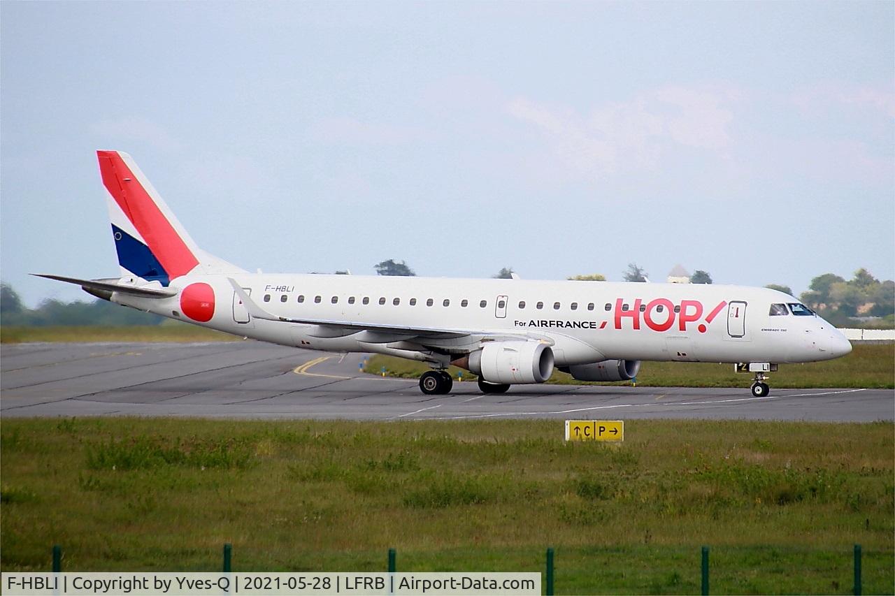 F-HBLI, 2009 Embraer 190LR (ERJ-190-100LR) C/N 19000298, Embraer 190LR, Taxiing to boarding area, Brest-Bretagne Airport (LFRB-BES)
