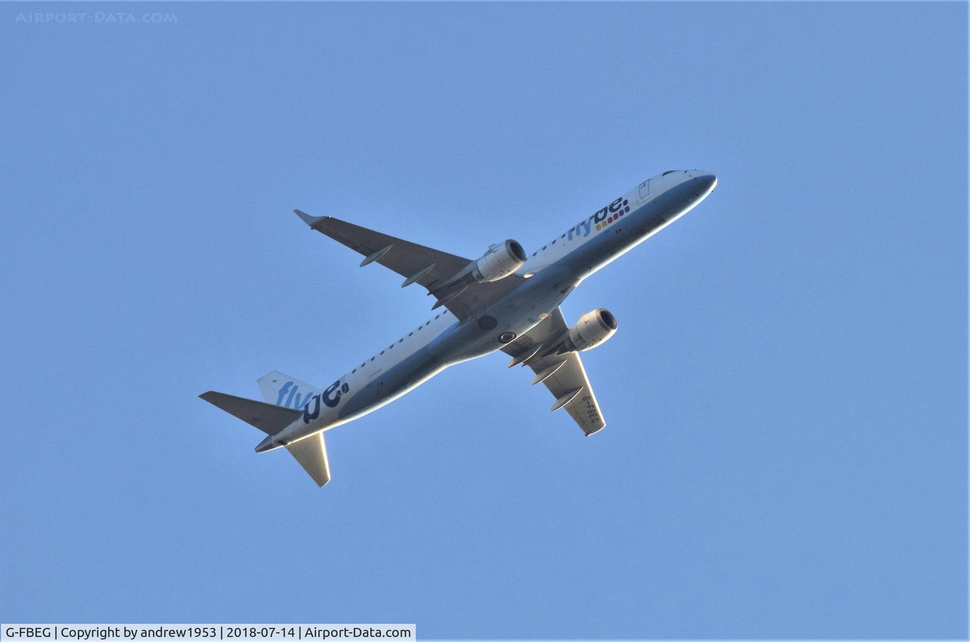 G-FBEG, 2007 Embraer 195LR (ERJ-190-200LR) C/N 19000120, G-FBEG over the Bristol Channel.