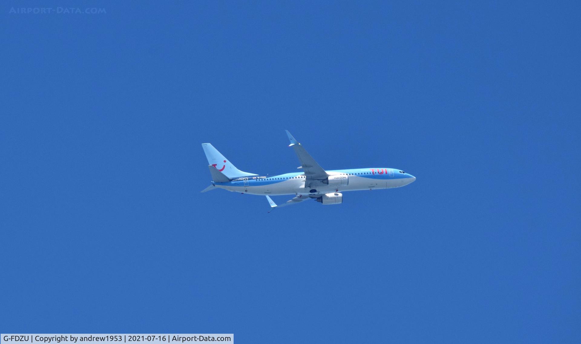 G-FDZU, 2011 Boeing 737-8K5 C/N 37253, G-FDZU over the Bristol Channel.