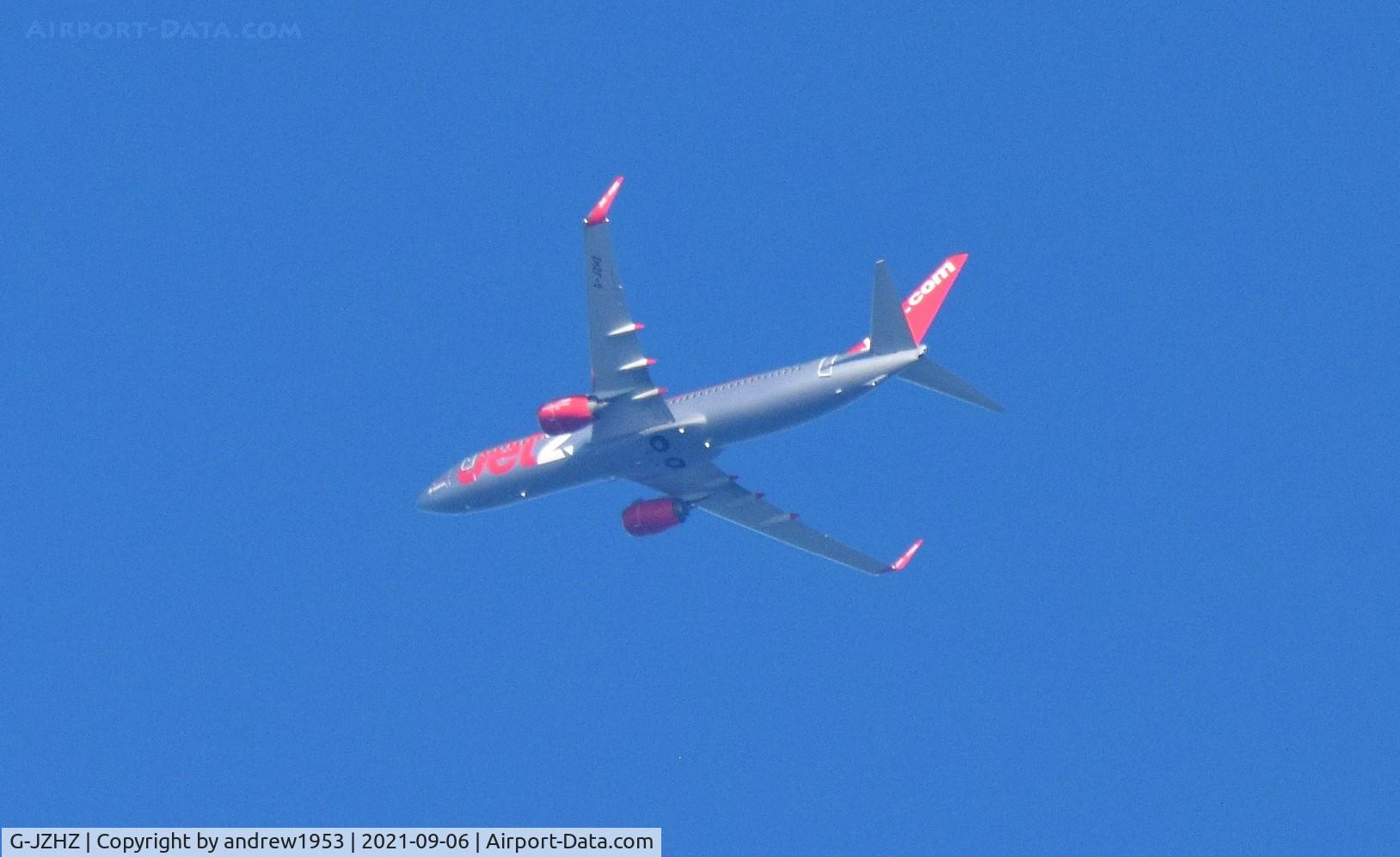 G-JZHZ, 2017 Boeing 737-8MG C/N 63156, G-JZHZ over the Bristol Channel.