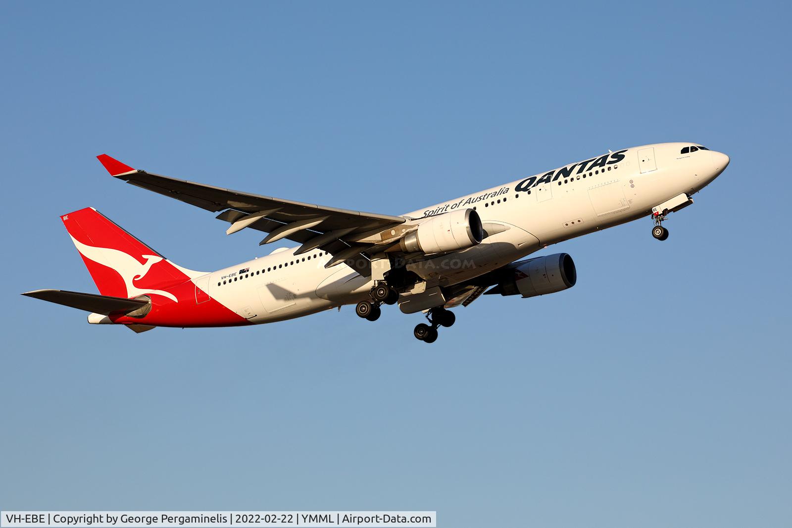 VH-EBE, 2007 Airbus A330-202 C/N 842, Departing runway 16.