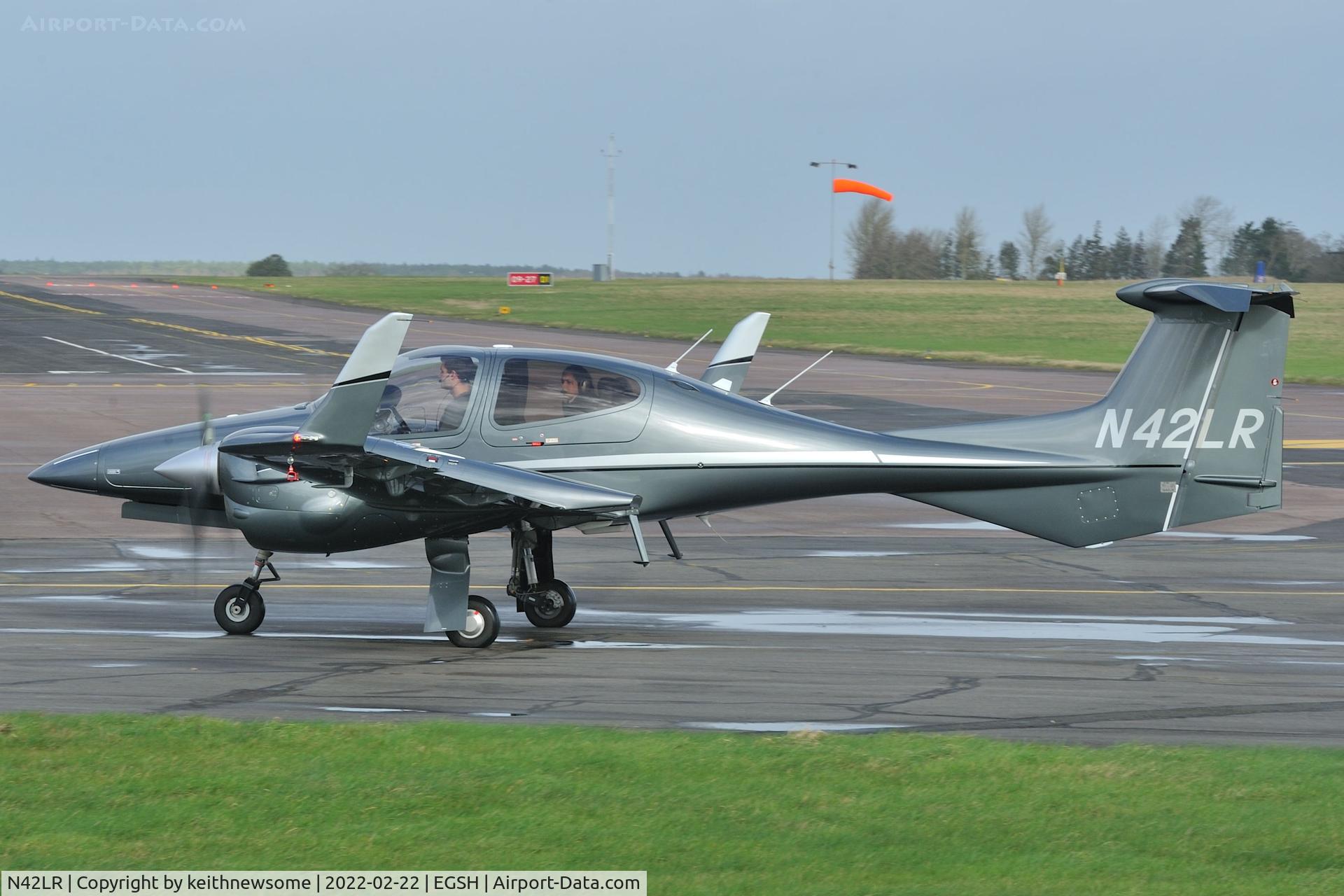 N42LR, 2013 Diamond DA-42M-NG Twin Star Twin Star C/N 42.MN027, Arriving at Norwich from Wycombe Air Park.