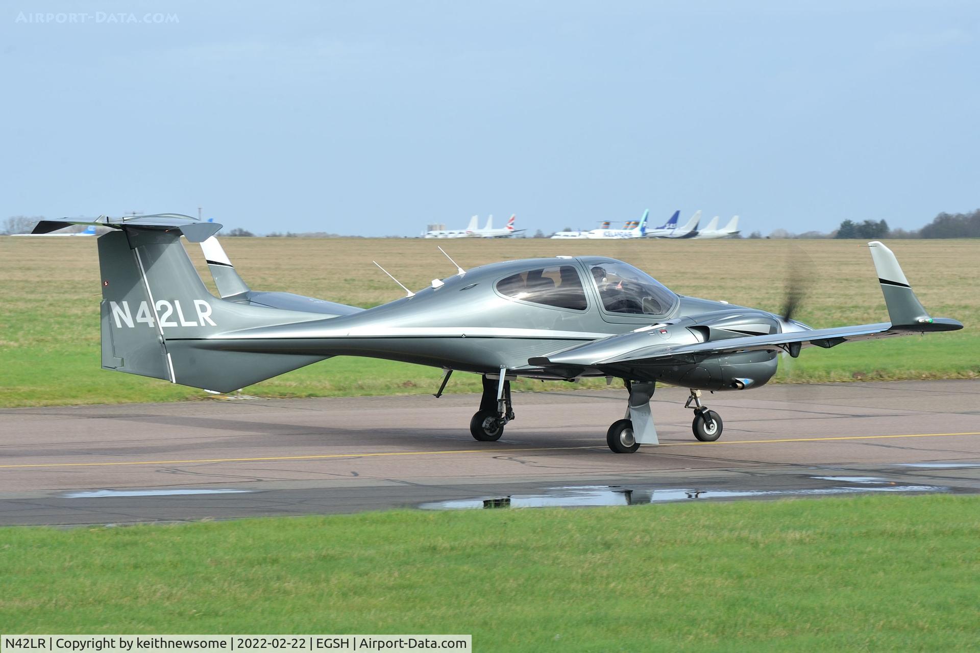 N42LR, 2013 Diamond DA-42M-NG Twin Star Twin Star C/N 42.MN027, Leaving Norwich for Wycombe Air Park.
