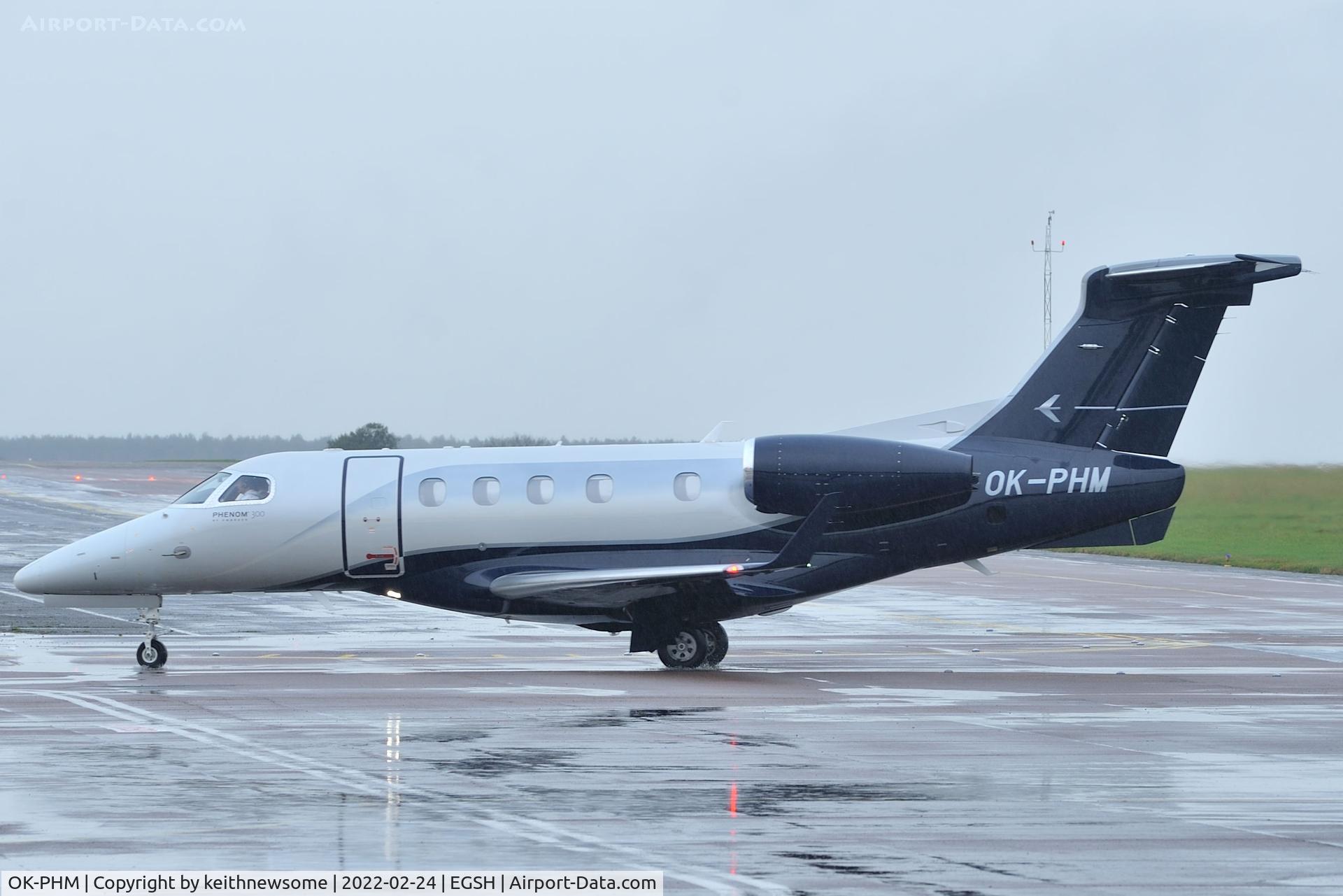 OK-PHM, 2018 Embraer EMB-505 Phenom 300 C/N 50500445, Arriving at Norwich from Stockholm.