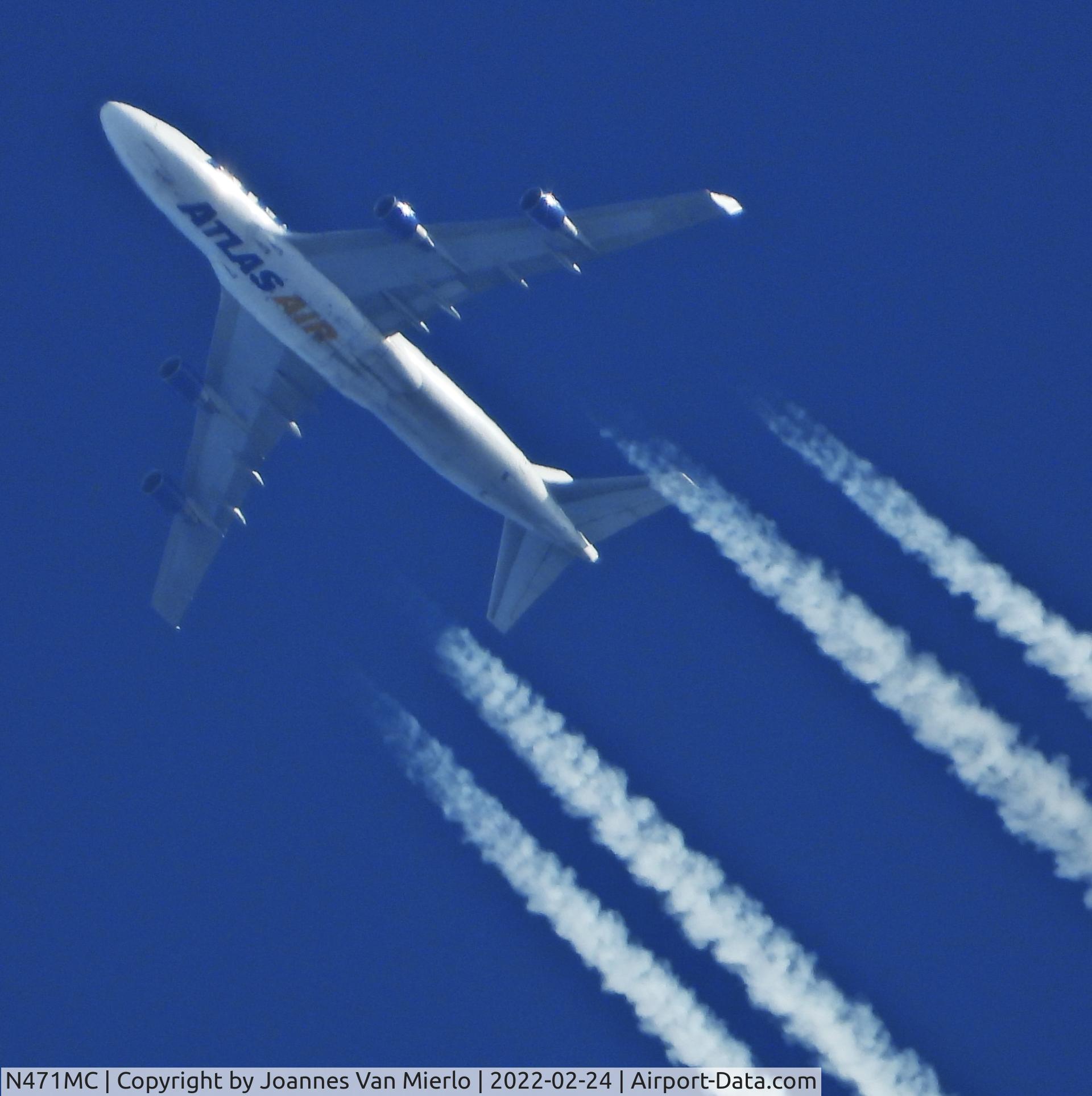 N471MC, 1997 Boeing 747-412 C/N 26557, Cruising over Belgium