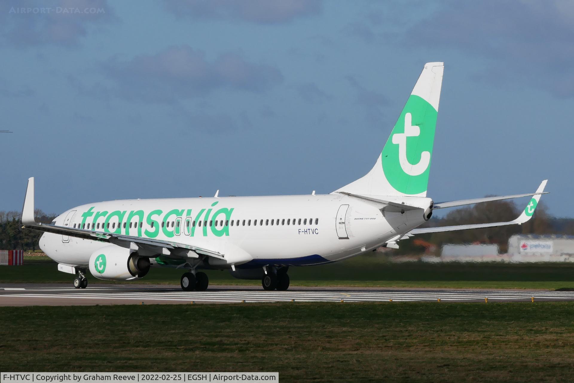F-HTVC, 2016 Boeing 737-8K2 C/N 62150, Departing from Norwich.