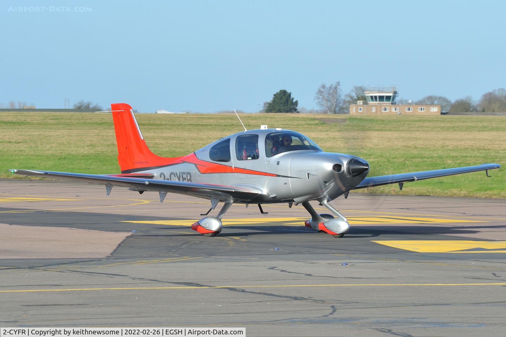 2-CYFR, 2015 Cirrus SR22T Perspective G5 C/N 1070, Leaving Norwich.
