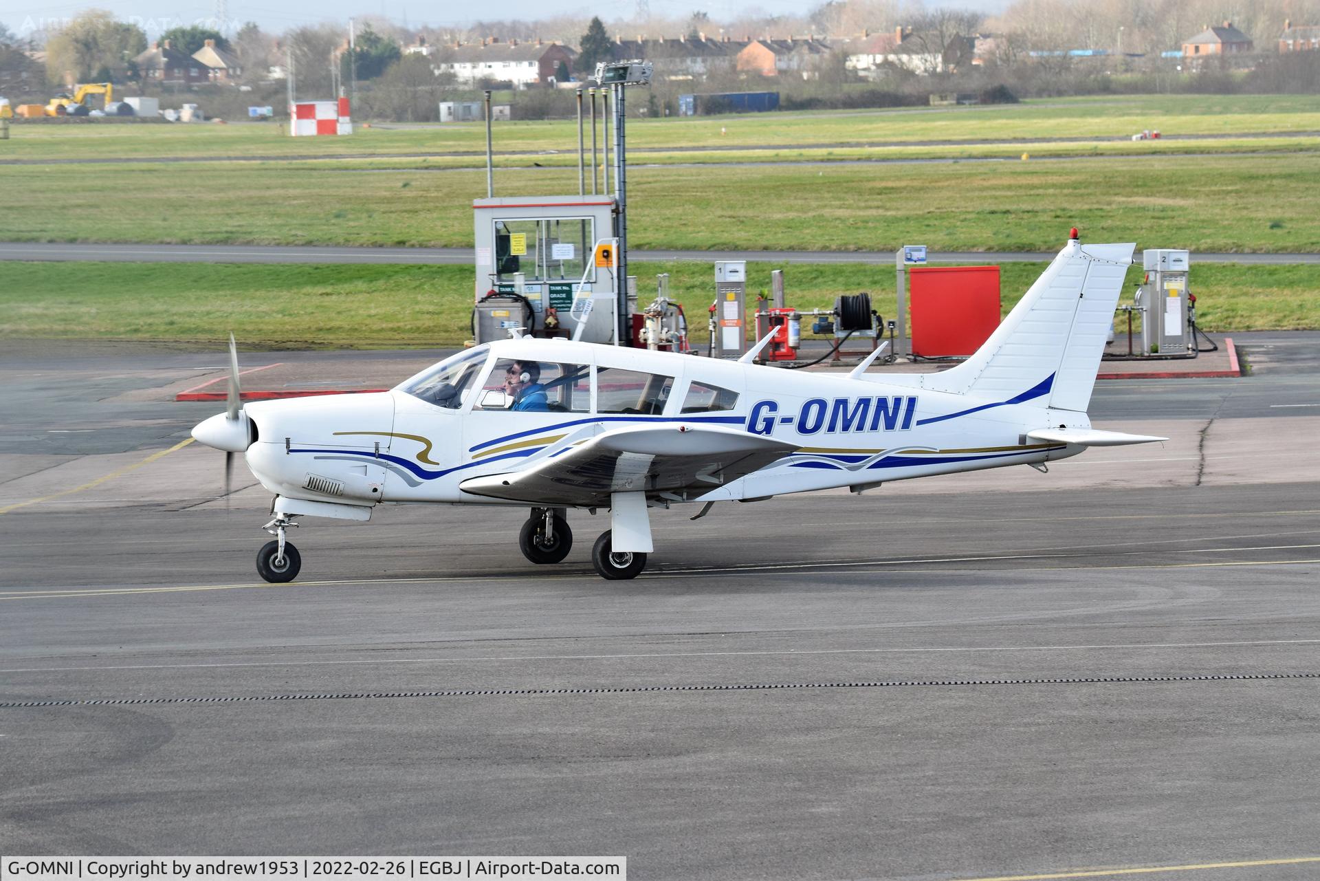 G-OMNI, 1973 Piper PA-28R-200-2 Cherokee Arrow II C/N 28R-7335130, G-OMNI at Gloucestershire Airport.