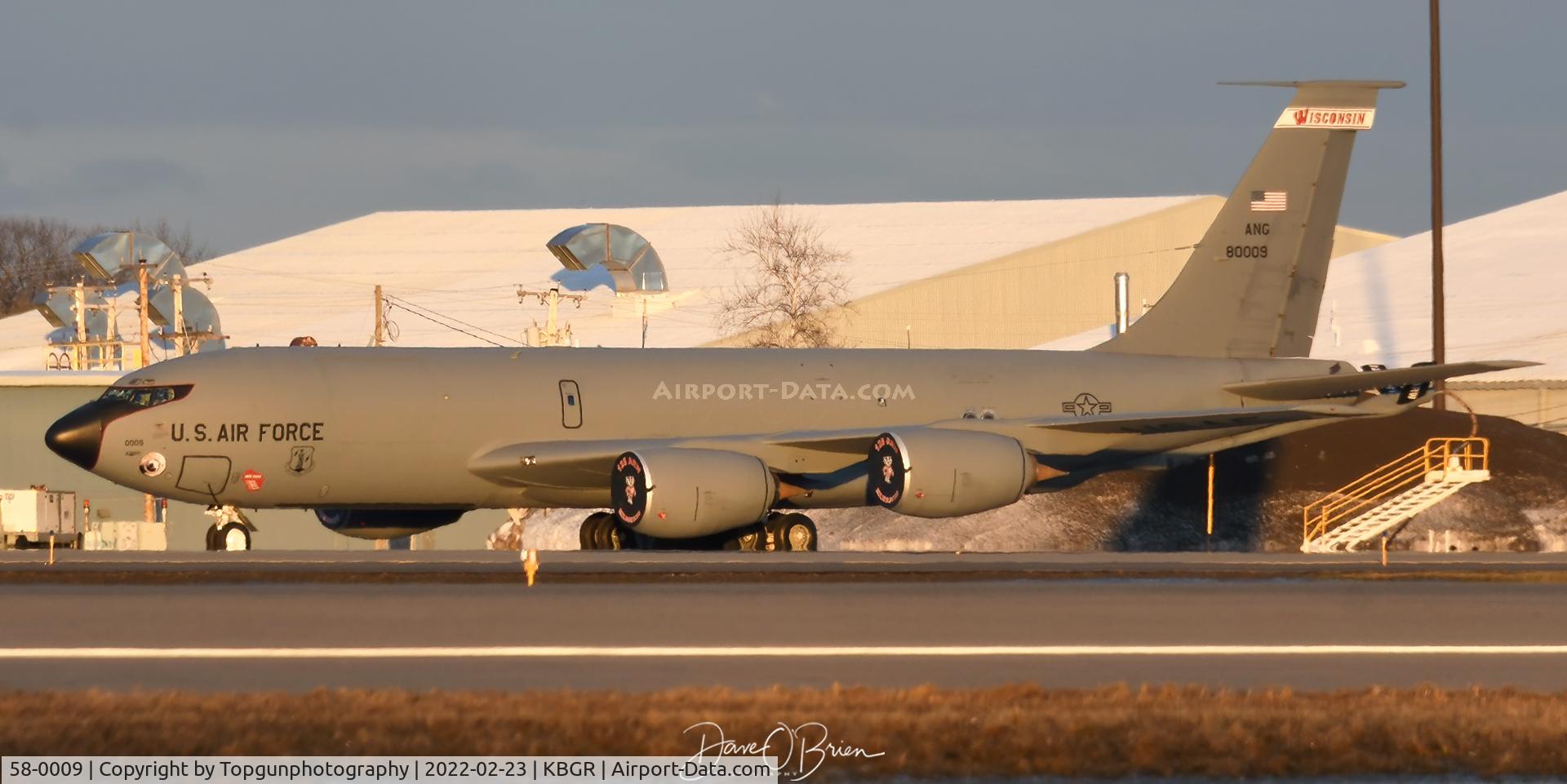 58-0009, 1958 Boeing KC-135R Stratotanker C/N 17754, BLUE02 sits on the ramp with a basket attached waiting to head out for the GAF Tornados coming for Red Flag.