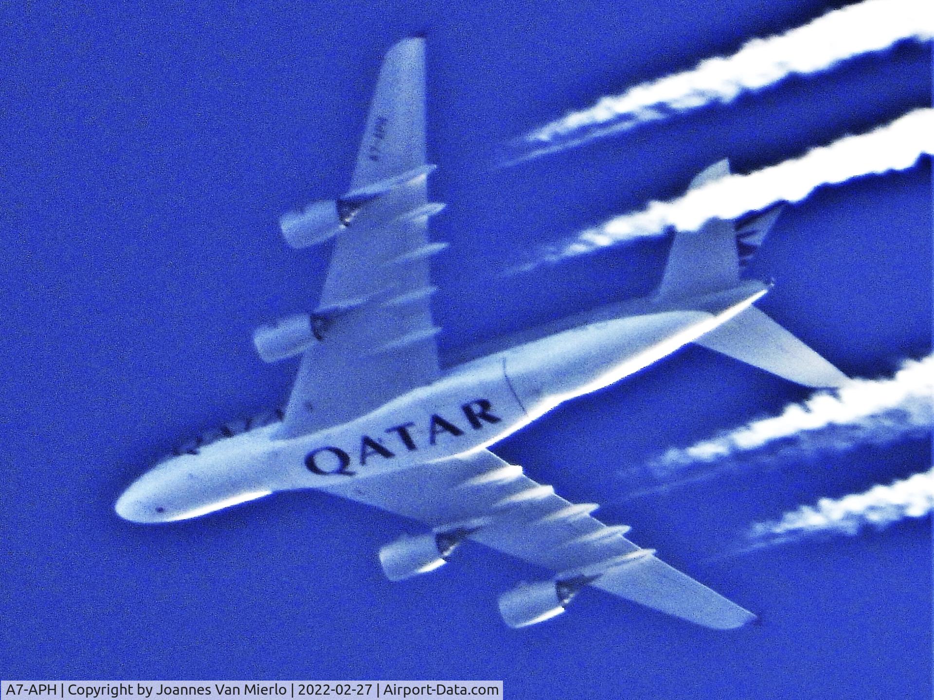A7-APH, 2016 Airbus A380-861 C/N 197, Cruising over Belgium