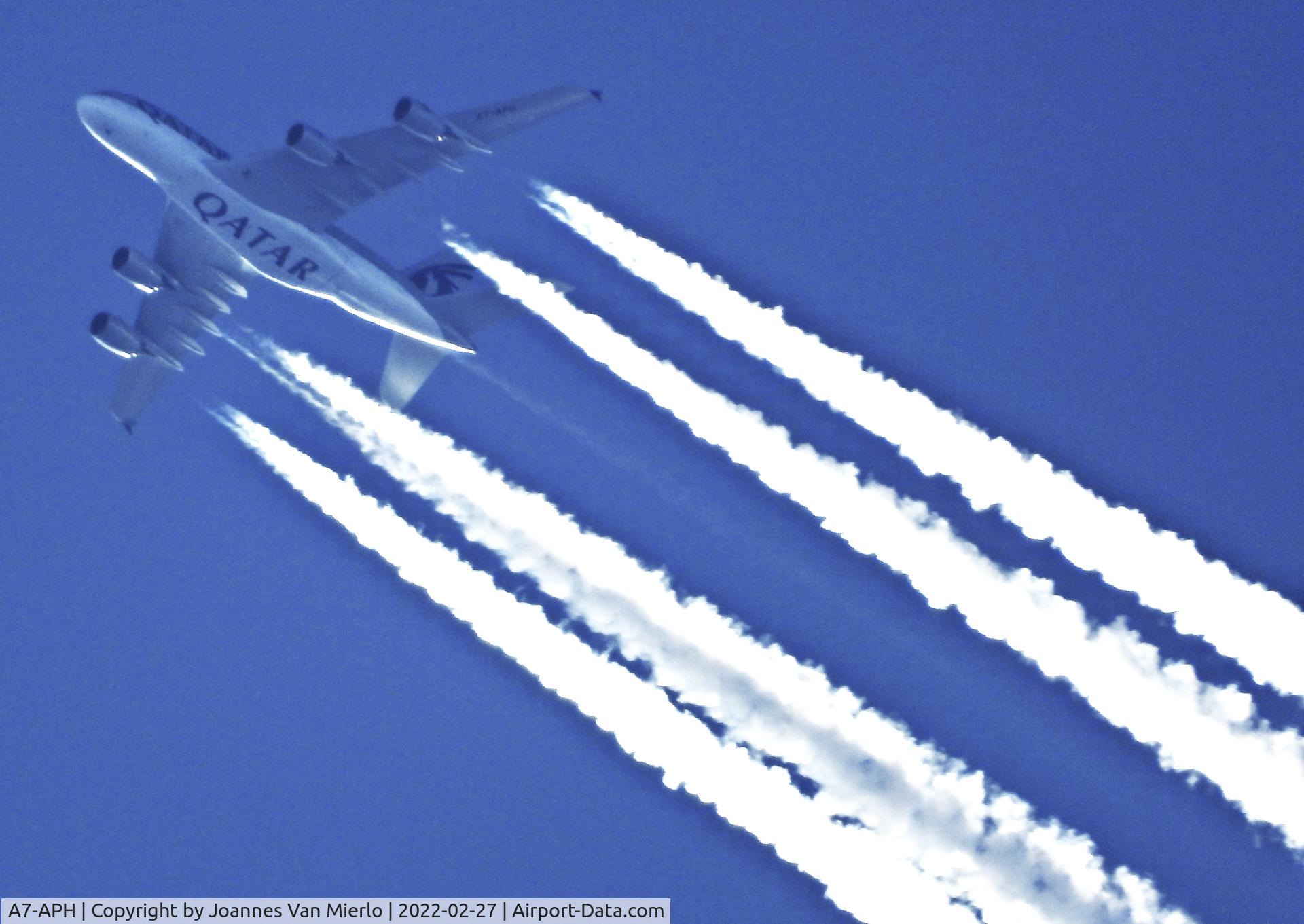 A7-APH, 2016 Airbus A380-861 C/N 197, Cruising over Belgium