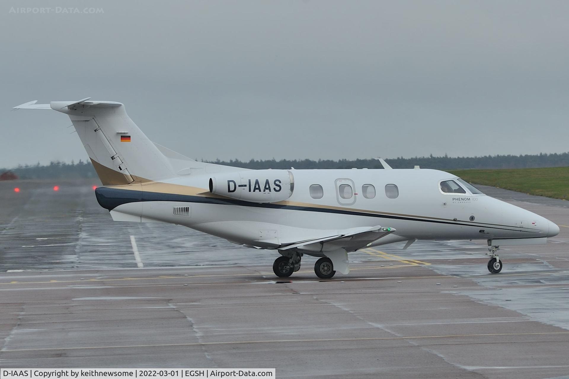 D-IAAS, 2010 Embraer EMB-500 Phenom 100 C/N 50000132, Leaving Norwich for Nice, France.