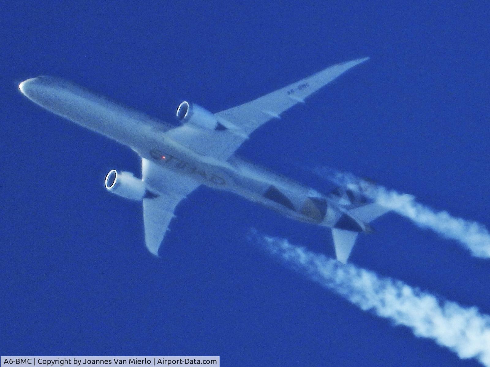 A6-BMC, 2018 Boeing 787-10 Dreamliner C/N 60757, Cruising over Belgium