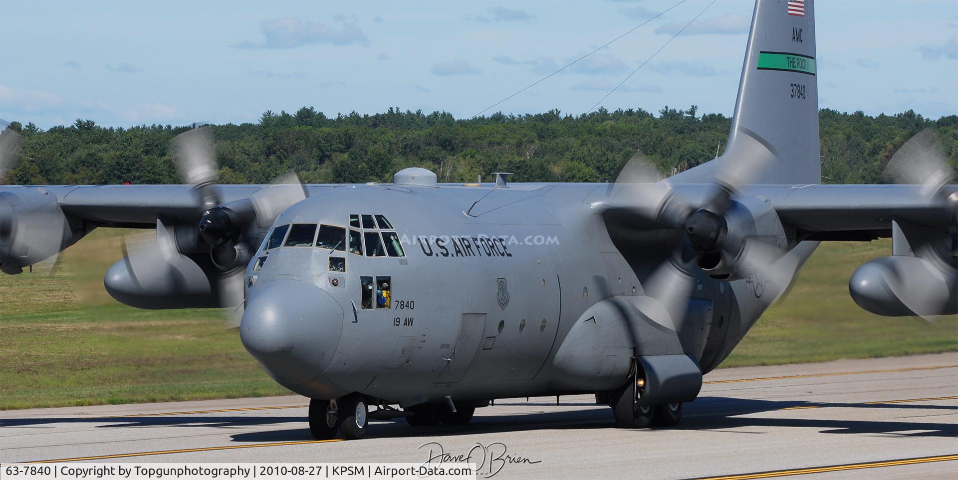 63-7840, 1963 Lockheed C-130E Hercules C/N 382-3910, ROCK40 taxing to the active