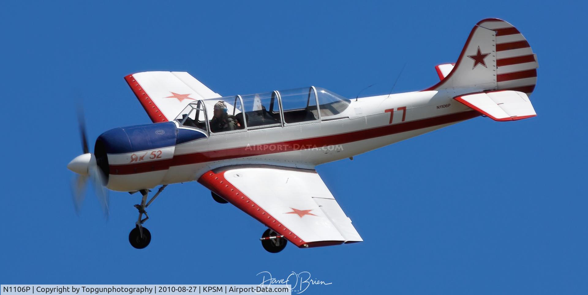 N1106P, 1984 Yakovlev Yak-52 C/N 844411, left base to land