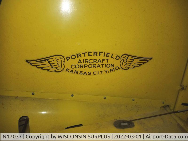 N17037, 1937 Porterfield 35-70 Flyabout C/N 237, FOUND SITTING IN A SHED/HANGER IN WISCONSIN. WAS UP FOR SALE AS OF MARCH 3 2022 HAS NOT MOVED IN OVER 30+ YEARS