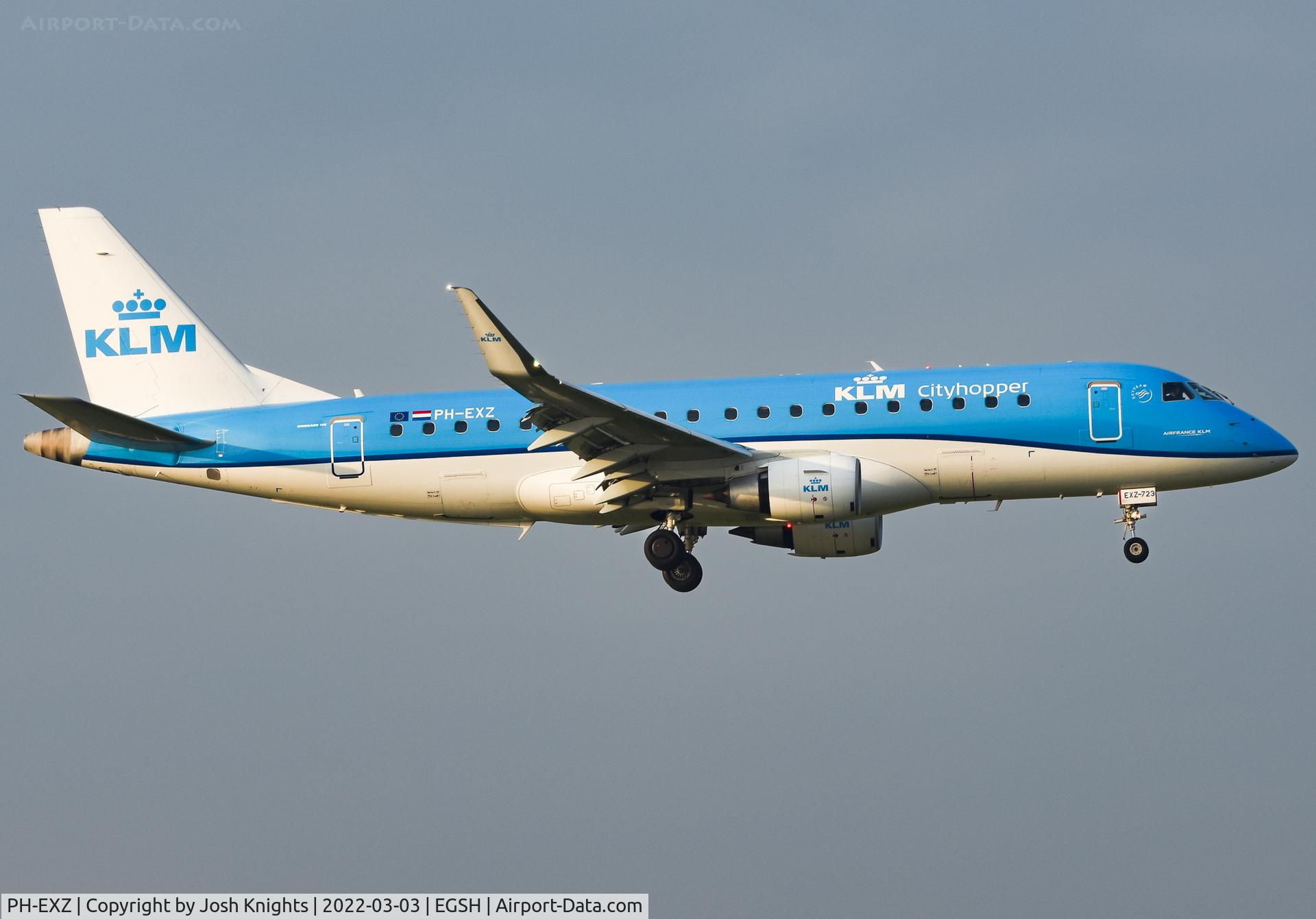 PH-EXZ, 2018 Embraer 175STD (ERJ-170-200) C/N 17000723, Arriving Into Norwich.