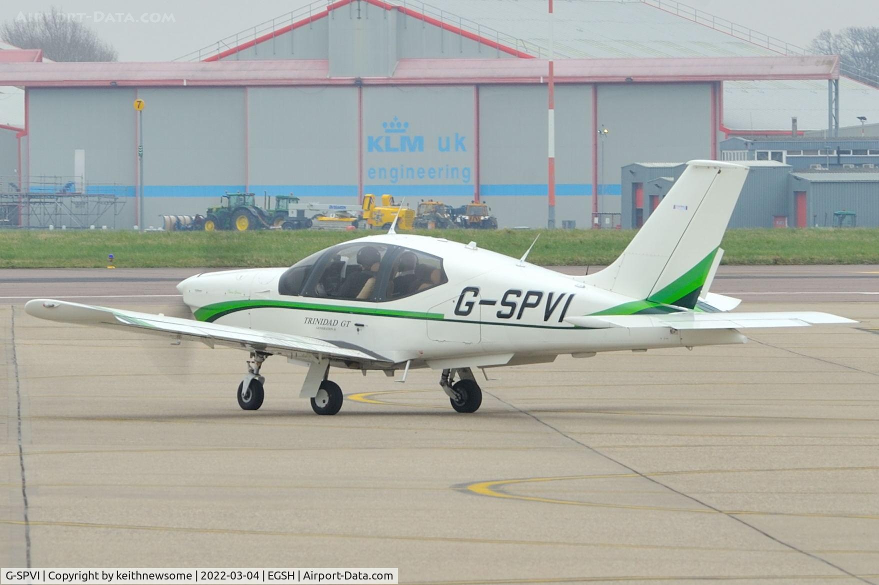 G-SPVI, 2002 Socata TB-20 Trinidad GT C/N 2168, Leaving Norwich.