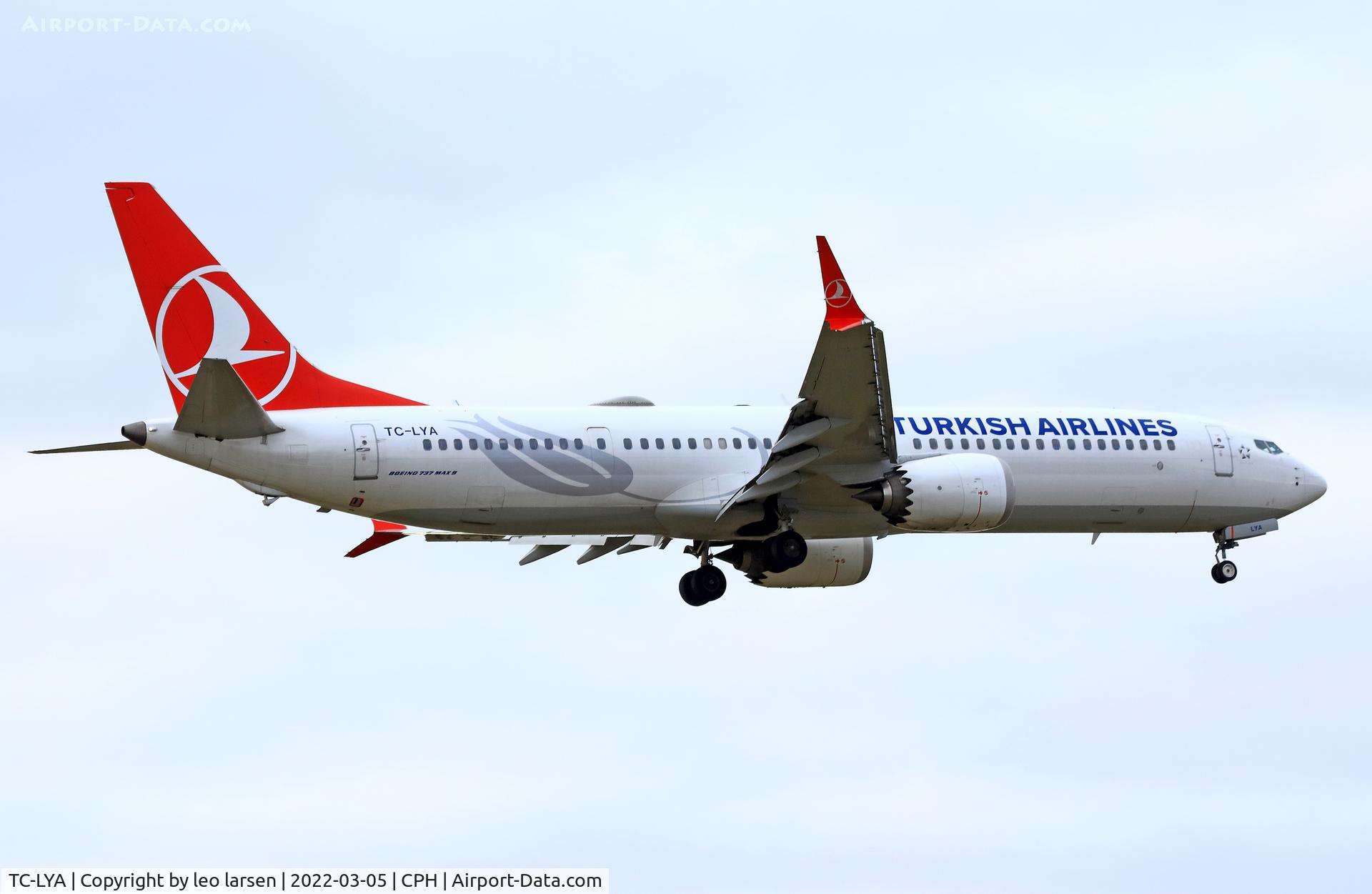 TC-LYA, 2019 Boeing 737-9 MAX C/N 60062, Copenhagen 5.3.2022