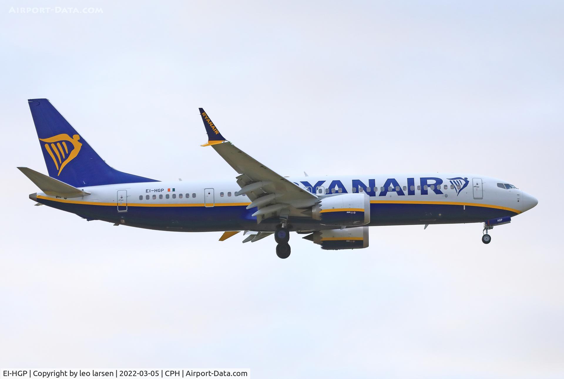 EI-HGP, 2021 Boeing 737-8-200 MAX C/N 62330, Copenhagen 5.3.2022