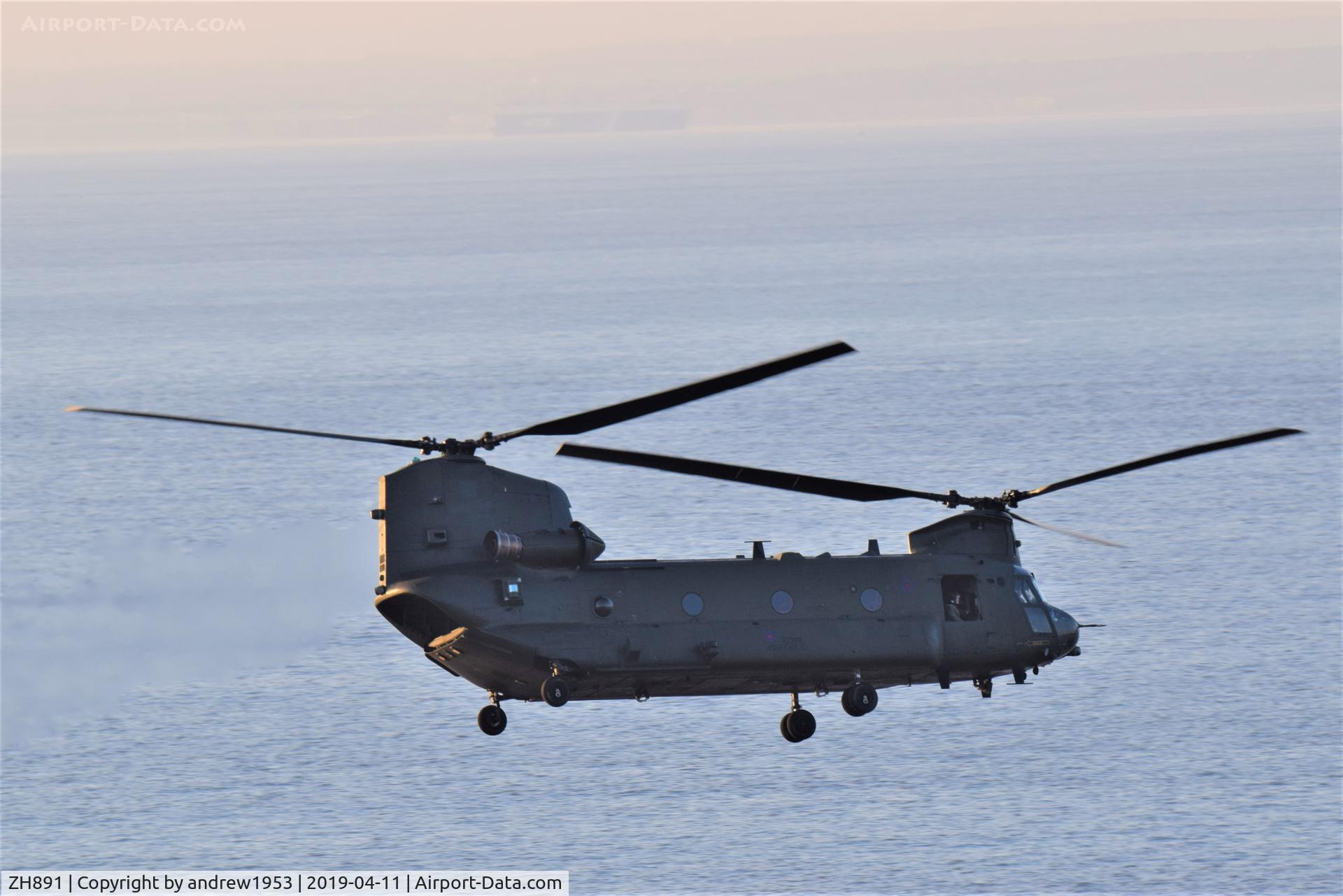 ZH891, 1997 Boeing Chinook HC.6A C/N M4454, ZH891 over the Bristol Channel.