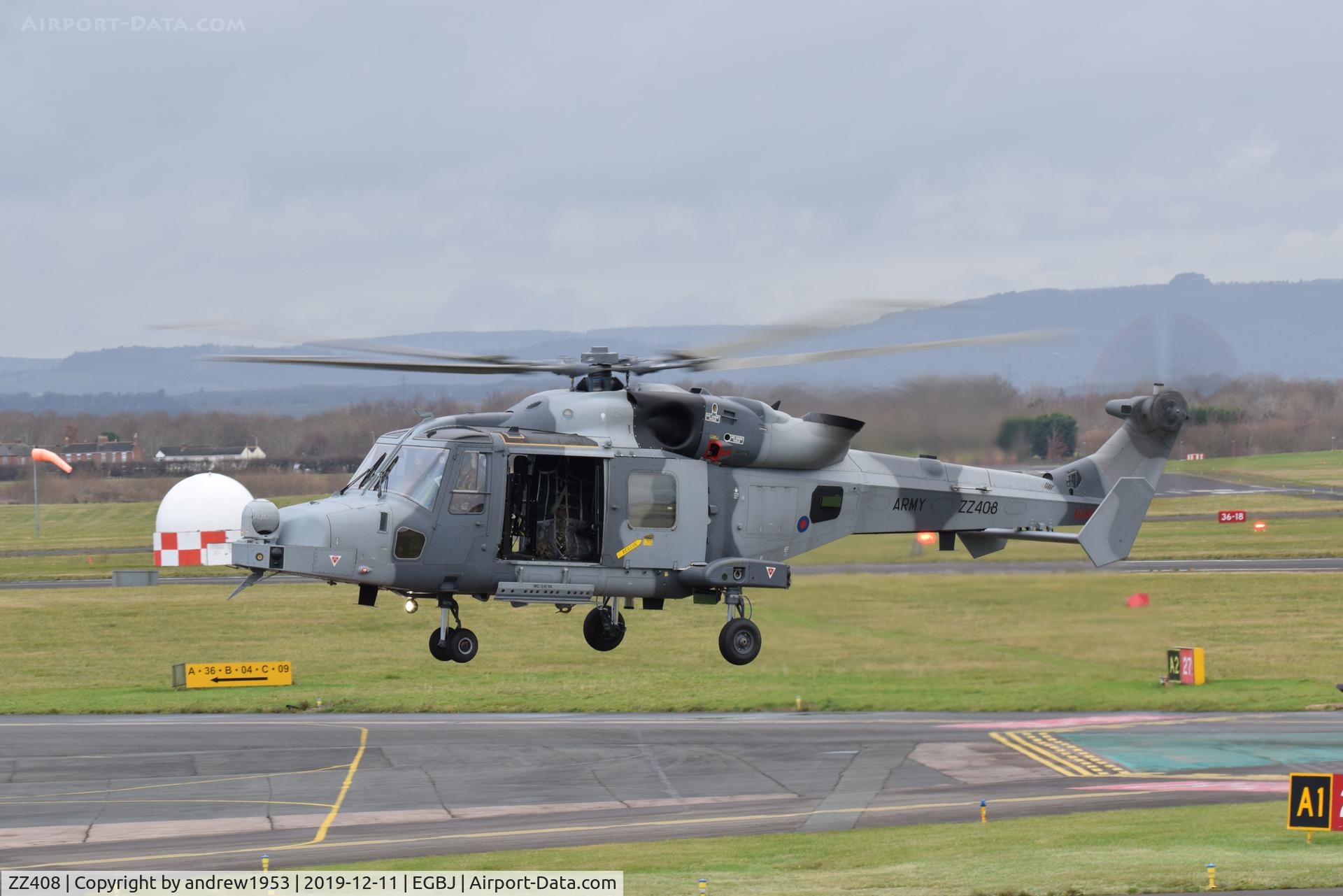 ZZ408, 2011 AgustaWestland AW-159 Wildcat AH.1 C/N 478, ZZ408 at Gloucestershire Airport.